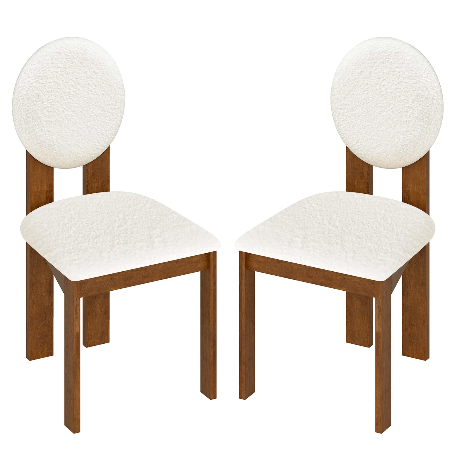 Sherpa Dining Chairs Set of 2, Rubber Wood Legs, White - Image 3