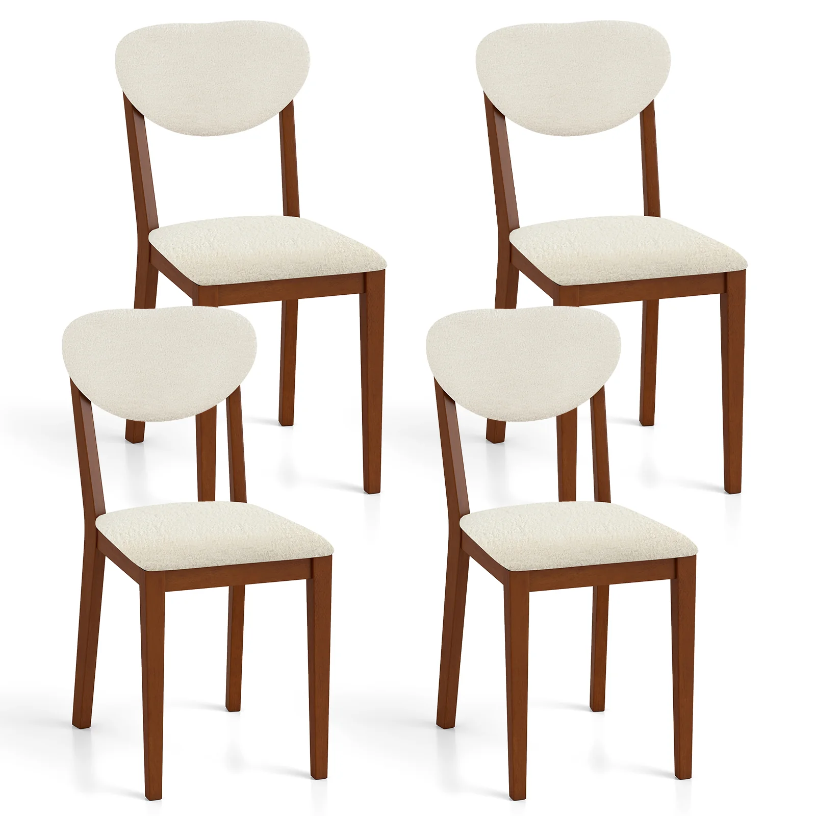 Sherpa Dining Chairs Set of 4, Rubber Wood Legs, Walnut - Image 3