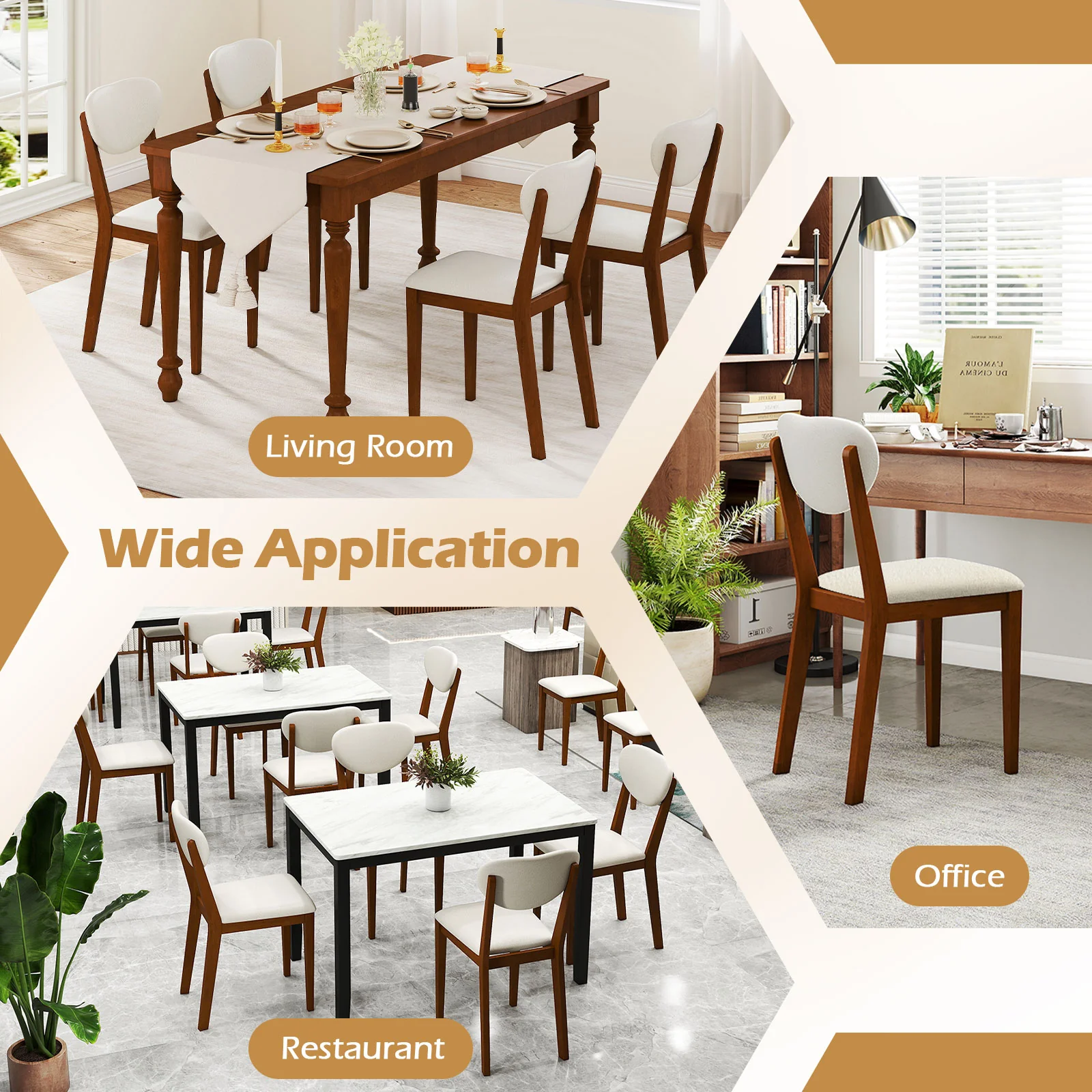 Sherpa Dining Chairs Set of 4, Rubber Wood Legs, Walnut - Image 7