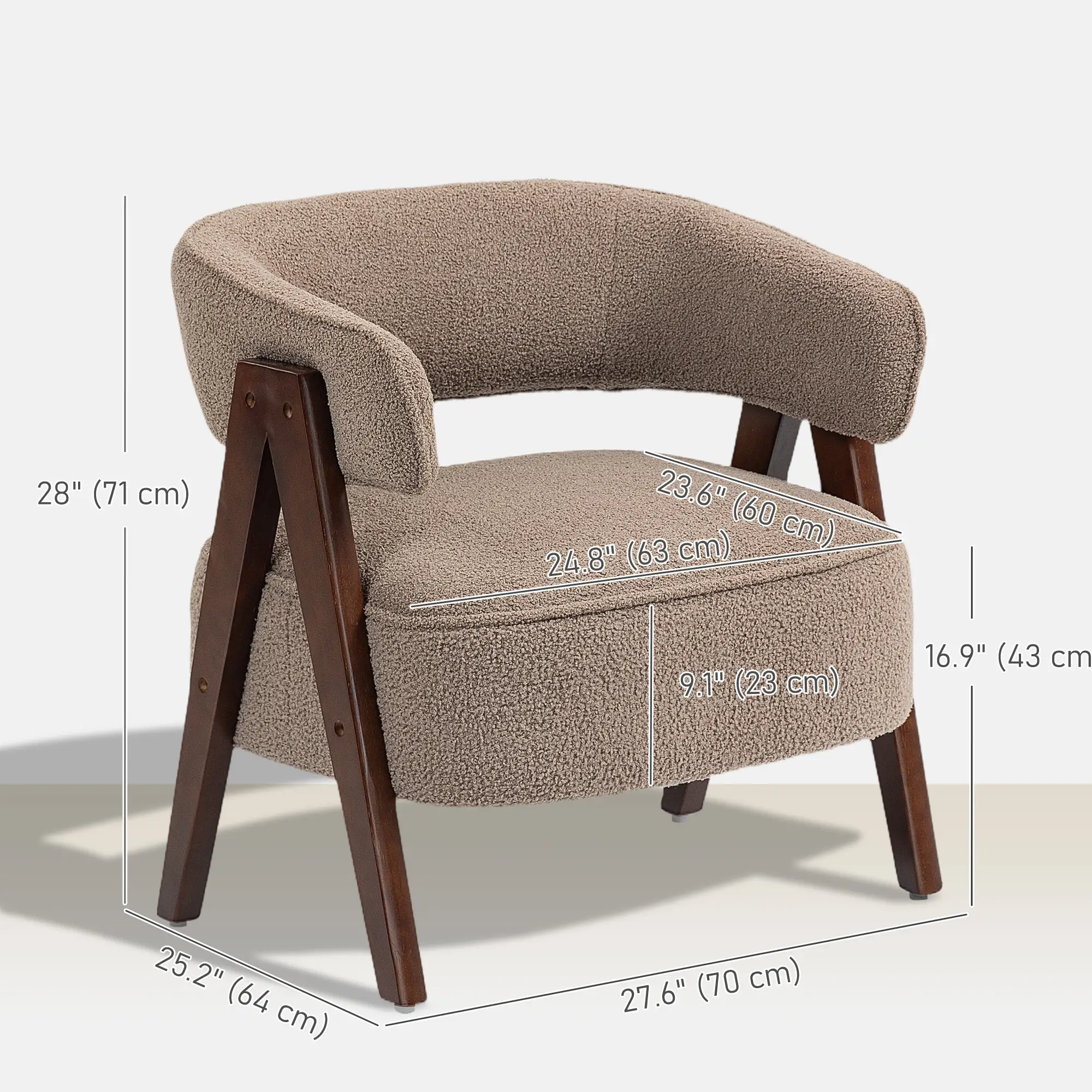 Sherpa Fleece Accent Chair, Upholstered Armchair, Light Brown - Image 3