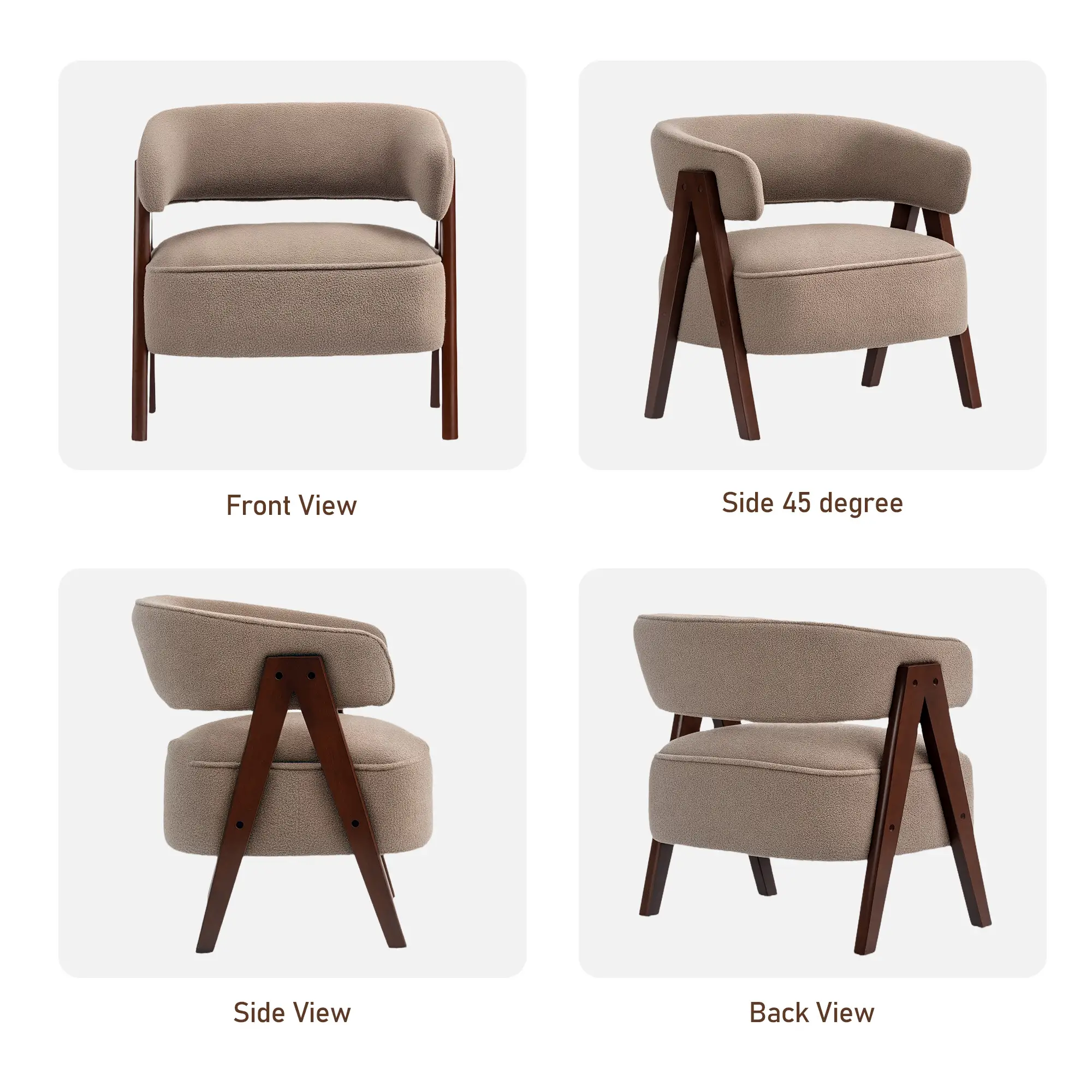 Sherpa Fleece Accent Chair, Upholstered Armchair, Light Brown - Image 7