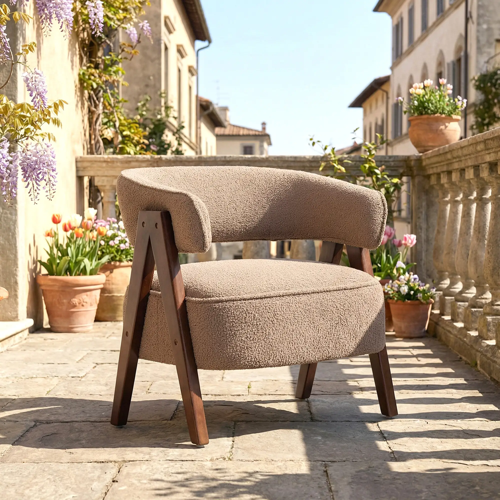 Sherpa Fleece Accent Chair, Upholstered Armchair, Light Brown - Image 8