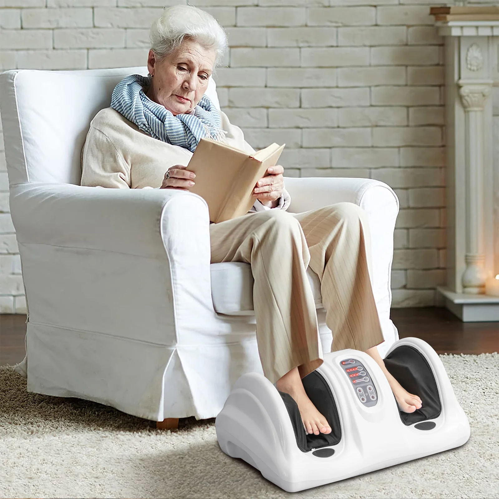 Shiatsu Foot Massager, High Intensity Rollers, White - Image 2