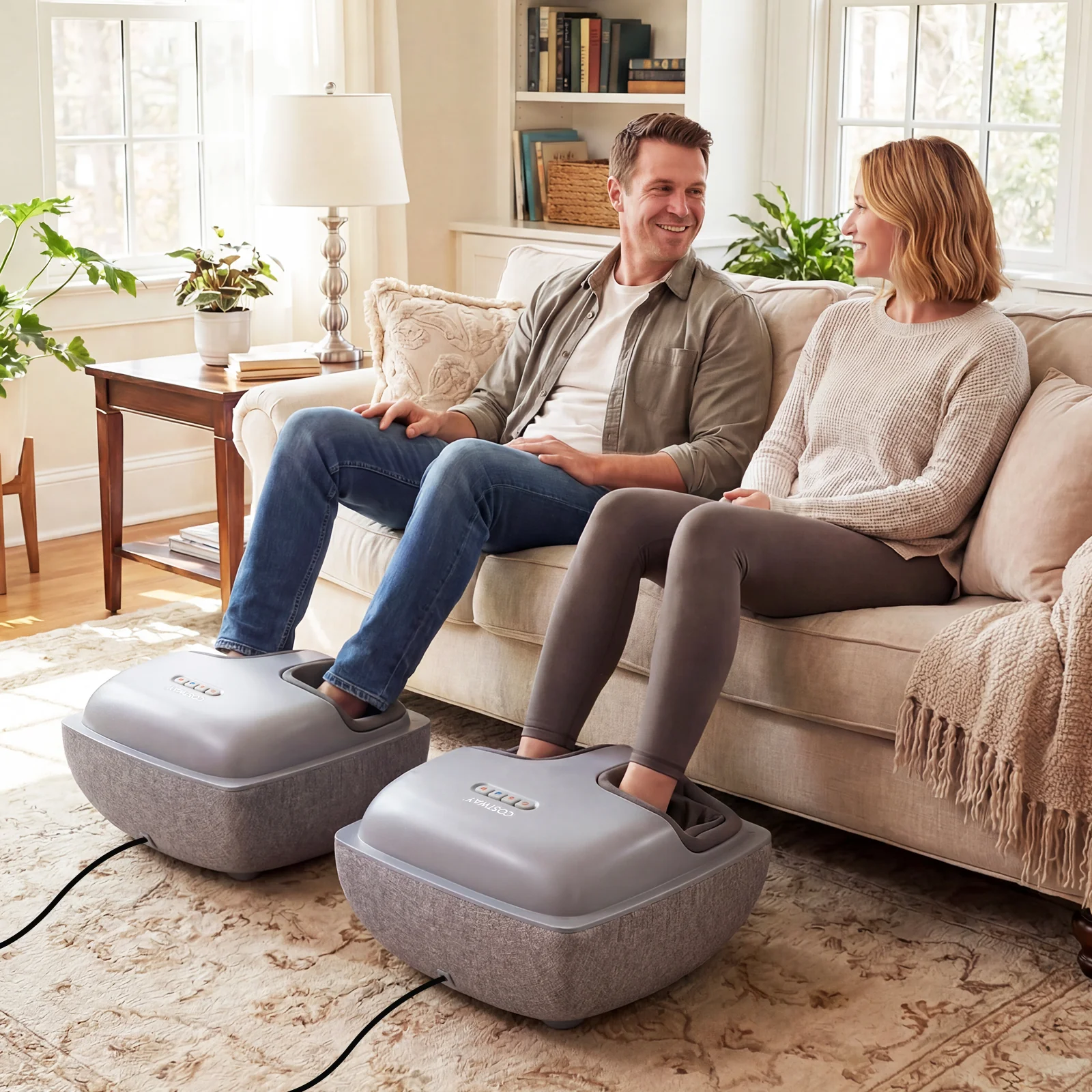 Shiatsu Foot Massager with 3-Level Deep Kneading and Air Compression, Gray - Image 3