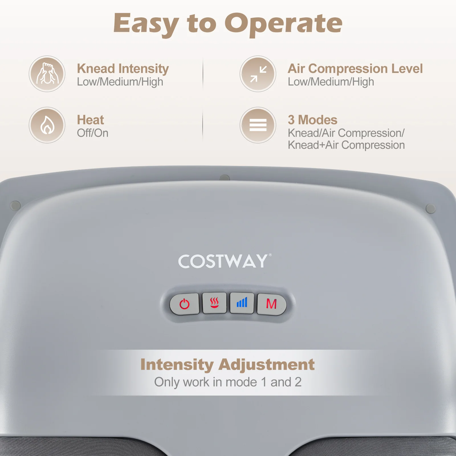 Shiatsu Foot Massager with 3-Level Deep Kneading and Air Compression, Gray - Image 8