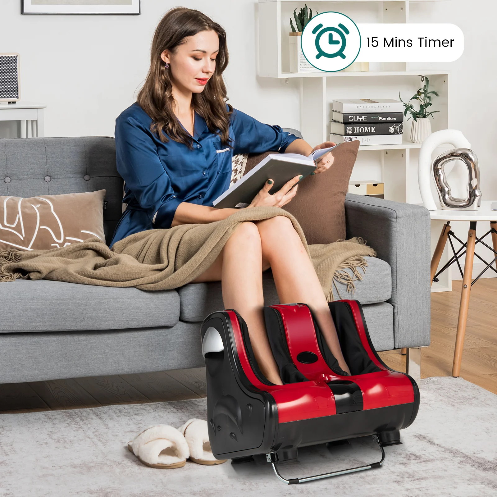 Shiatsu Kneading Rolling Vibration Heating Foot Massager, Red - Image 3