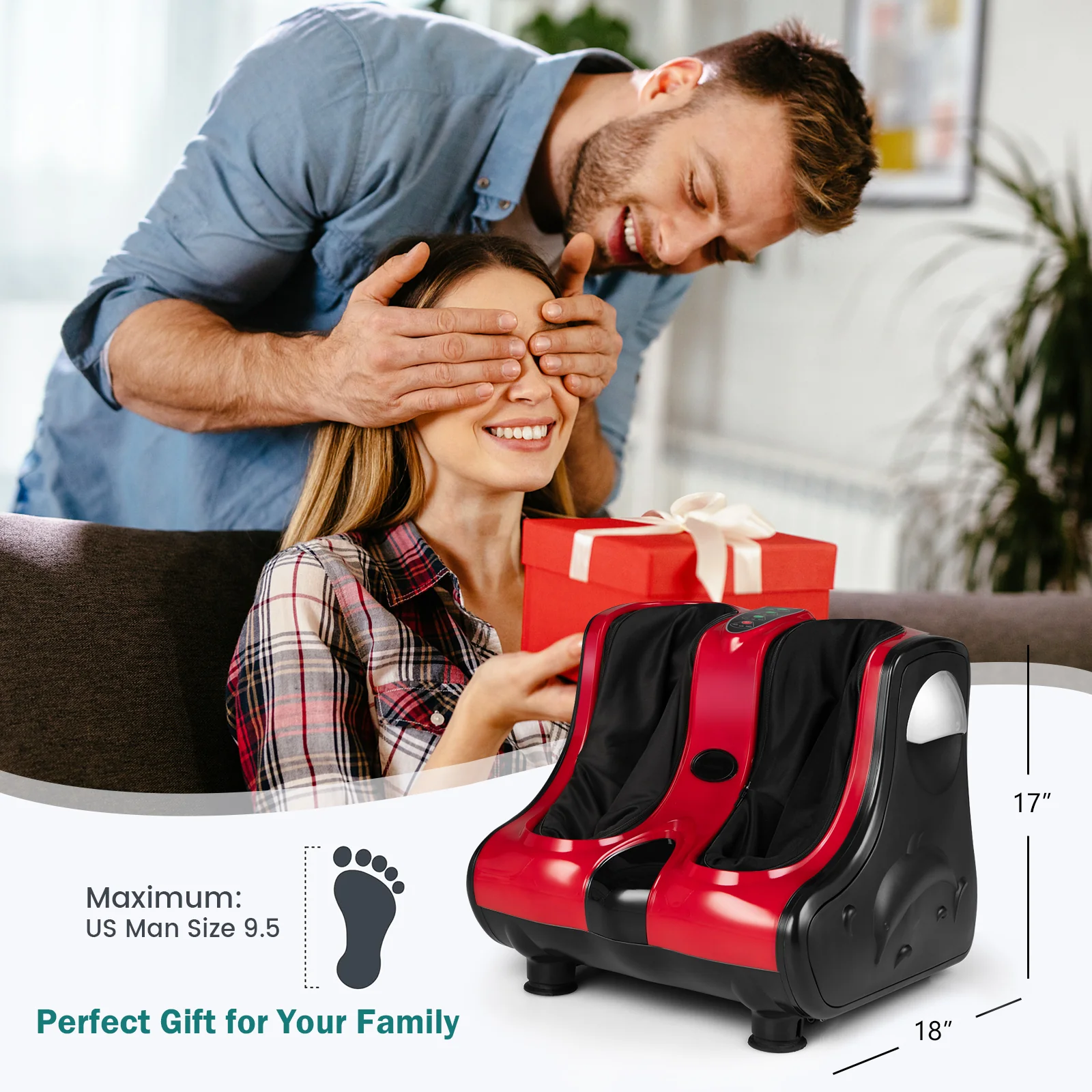 Shiatsu Kneading Rolling Vibration Heating Foot Massager, Red - Image 6