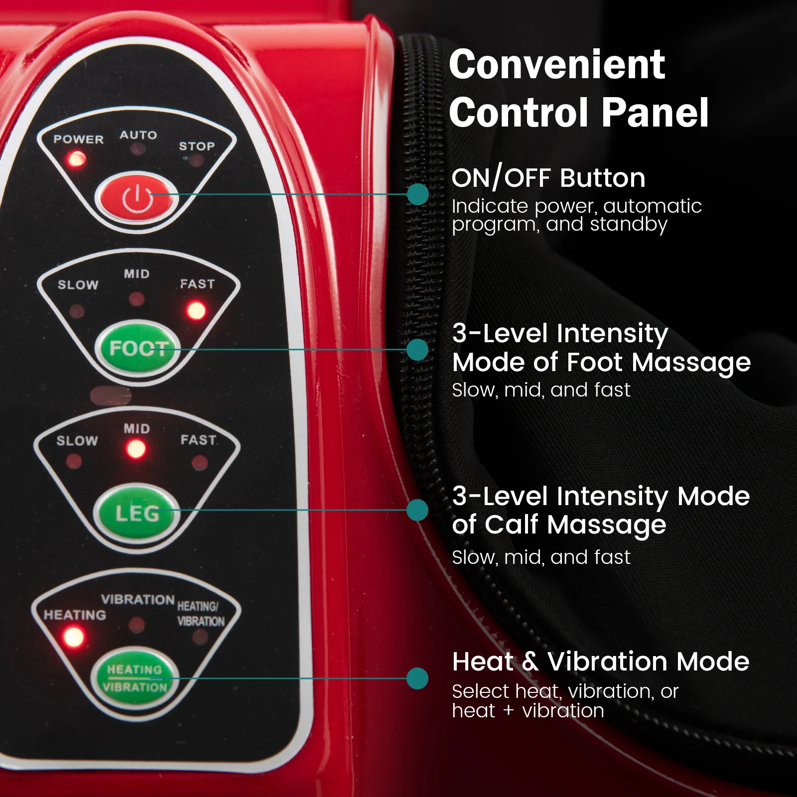 Shiatsu Kneading Rolling Vibration Heating Foot Massager, Red - Image 9