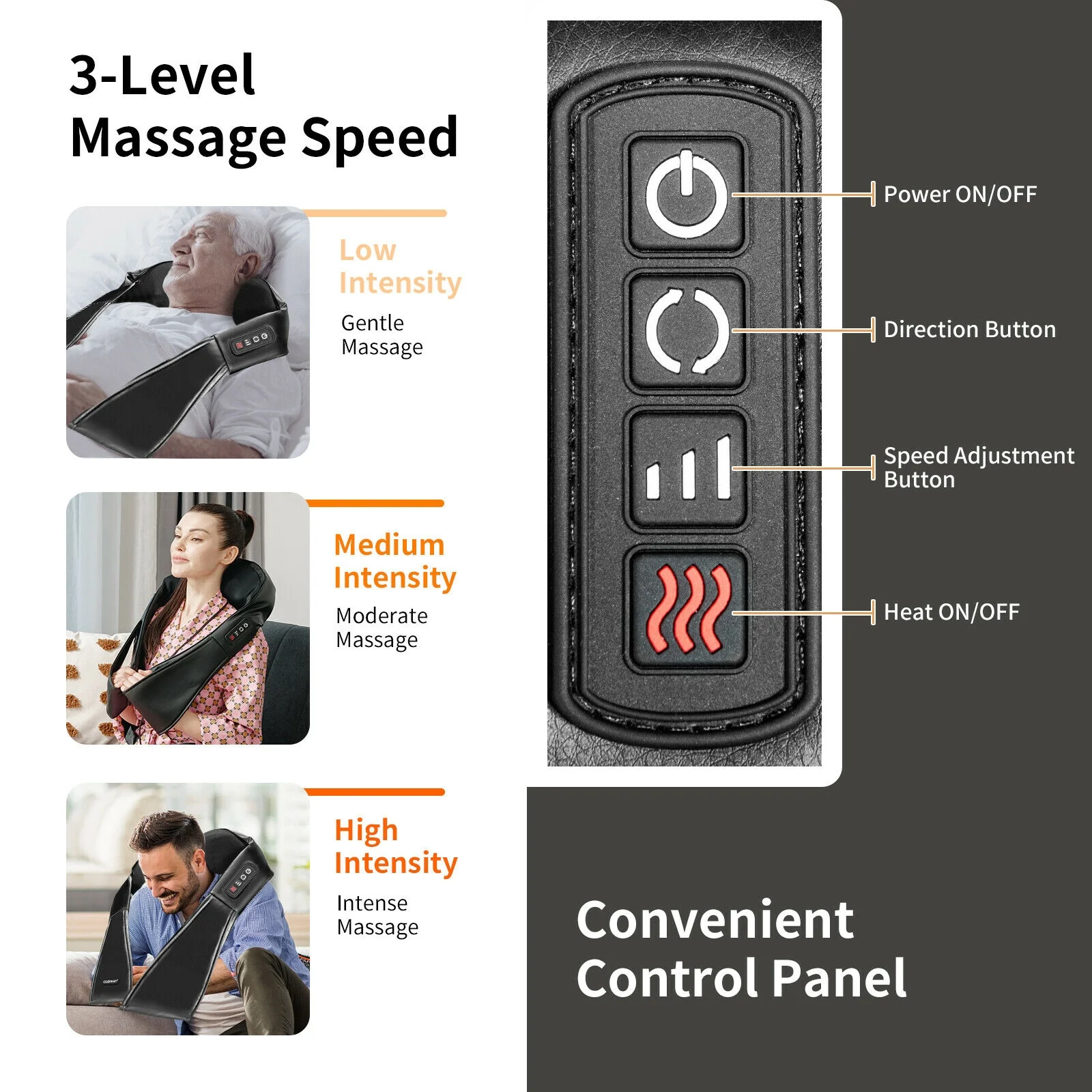 Shiatsu Neck Massager, Heat, Deep Tissue 3D-Kneading, Black - Image 10