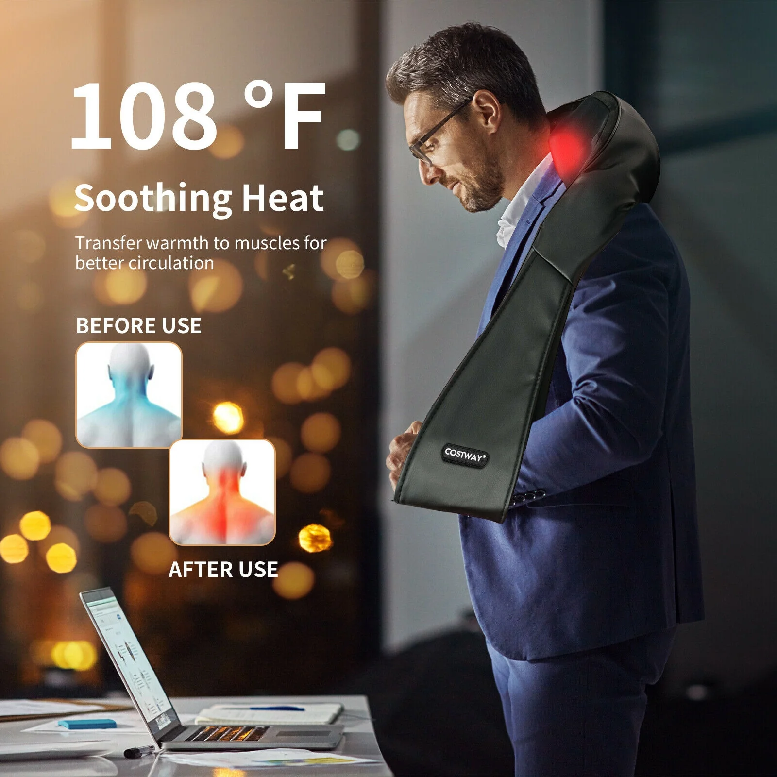 Shiatsu Neck Massager, Heat, Deep Tissue 3D-Kneading, Black - Image 7