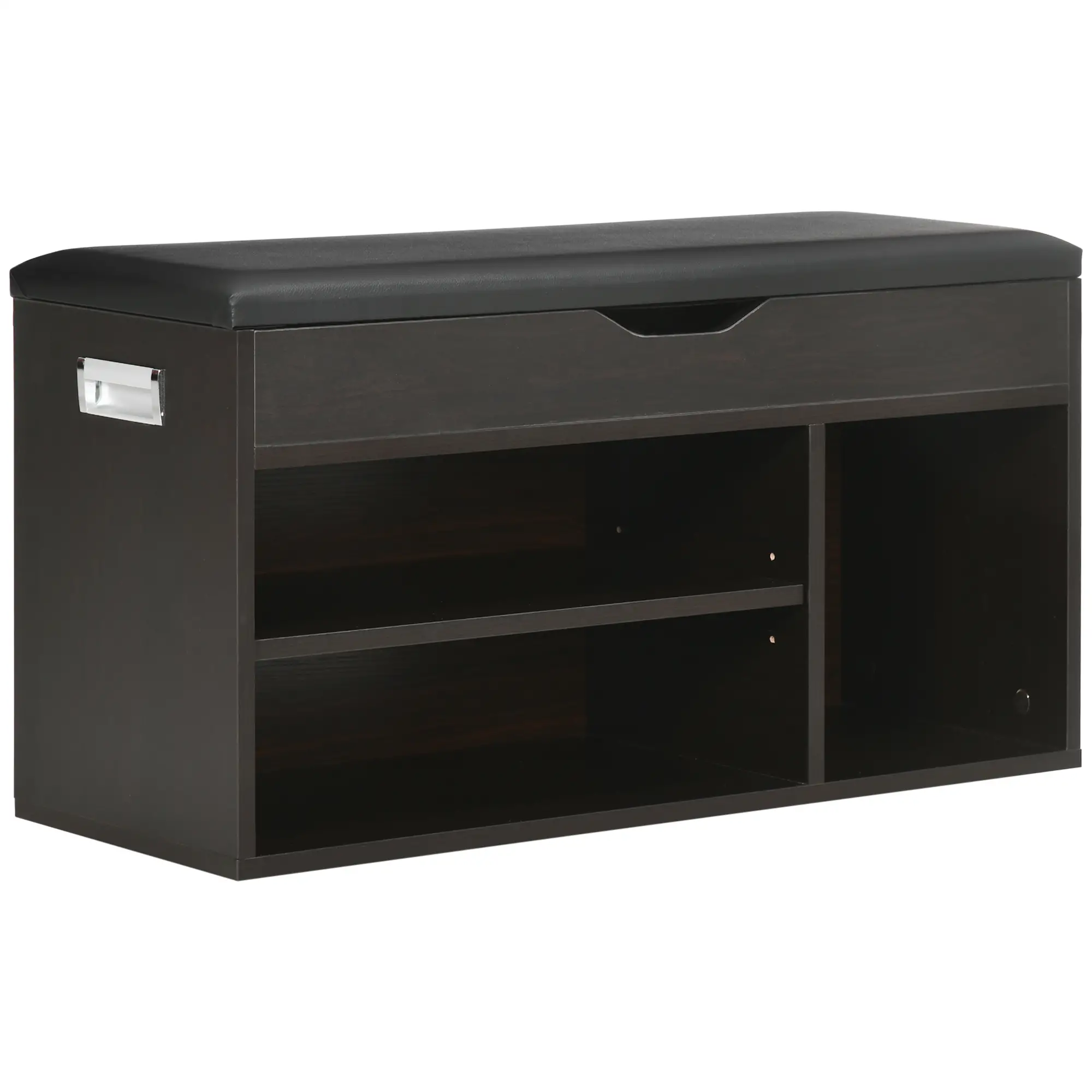 Shoe Bench with Padded Cushion, Hidden Storage, Black - Image 11