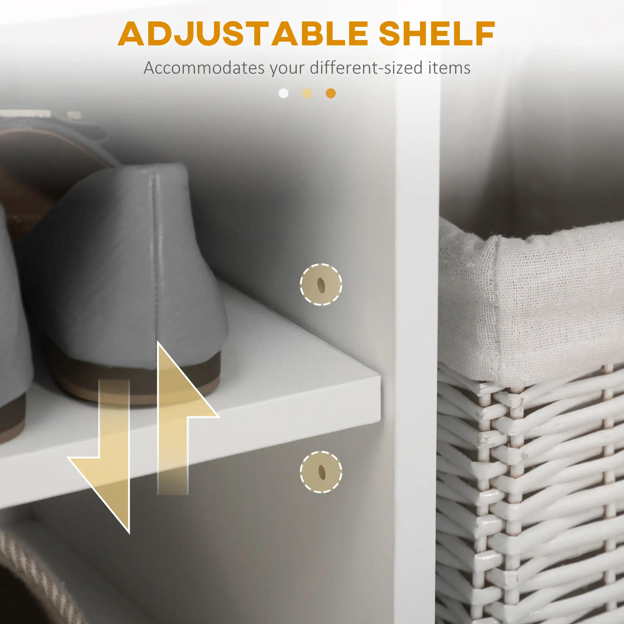 Shoe Bench with Padded Cushion, Hidden Storage, White - Image 7