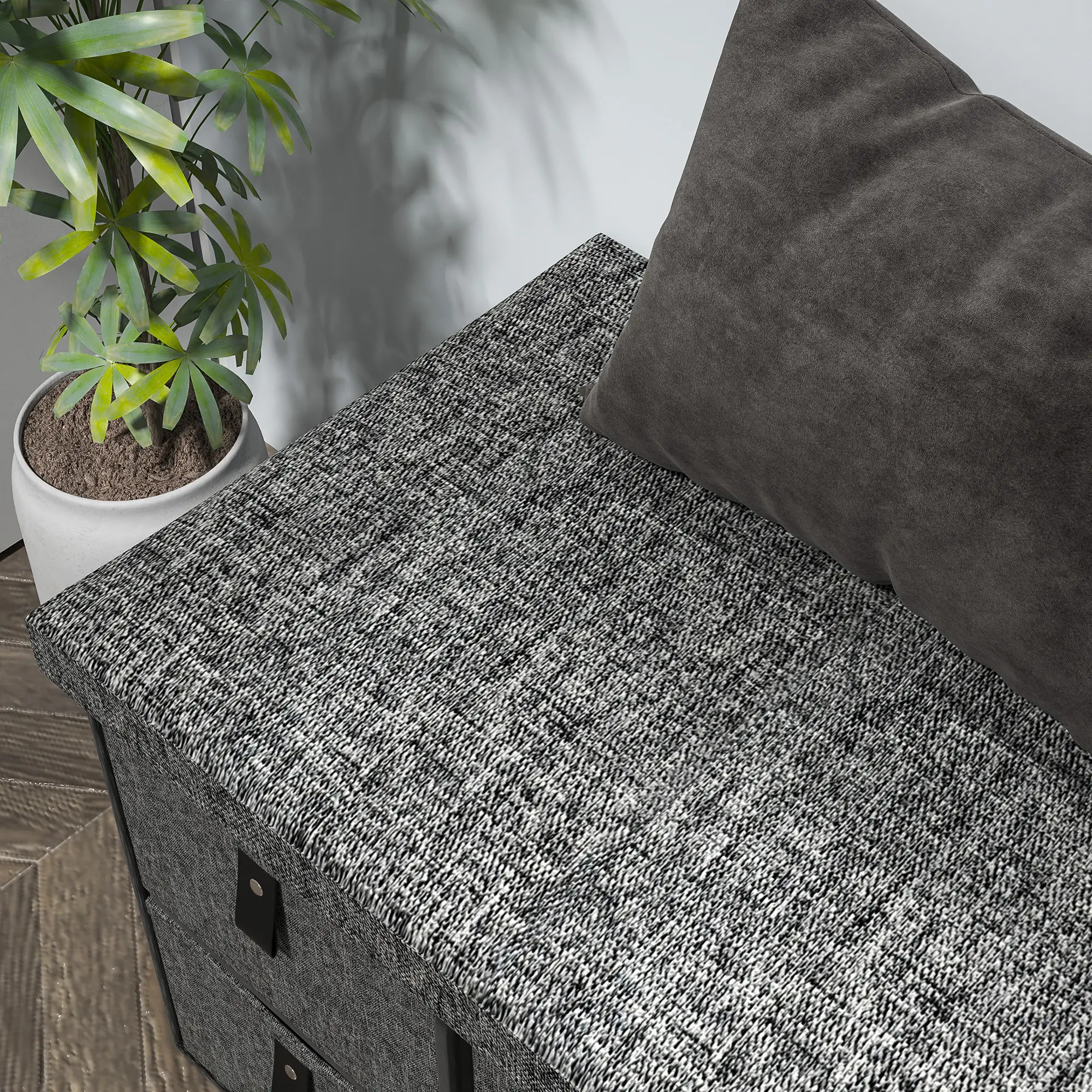 Shoe Bench with Seat, 6 Fabric Drawers, Charcoal Grey - Image 10
