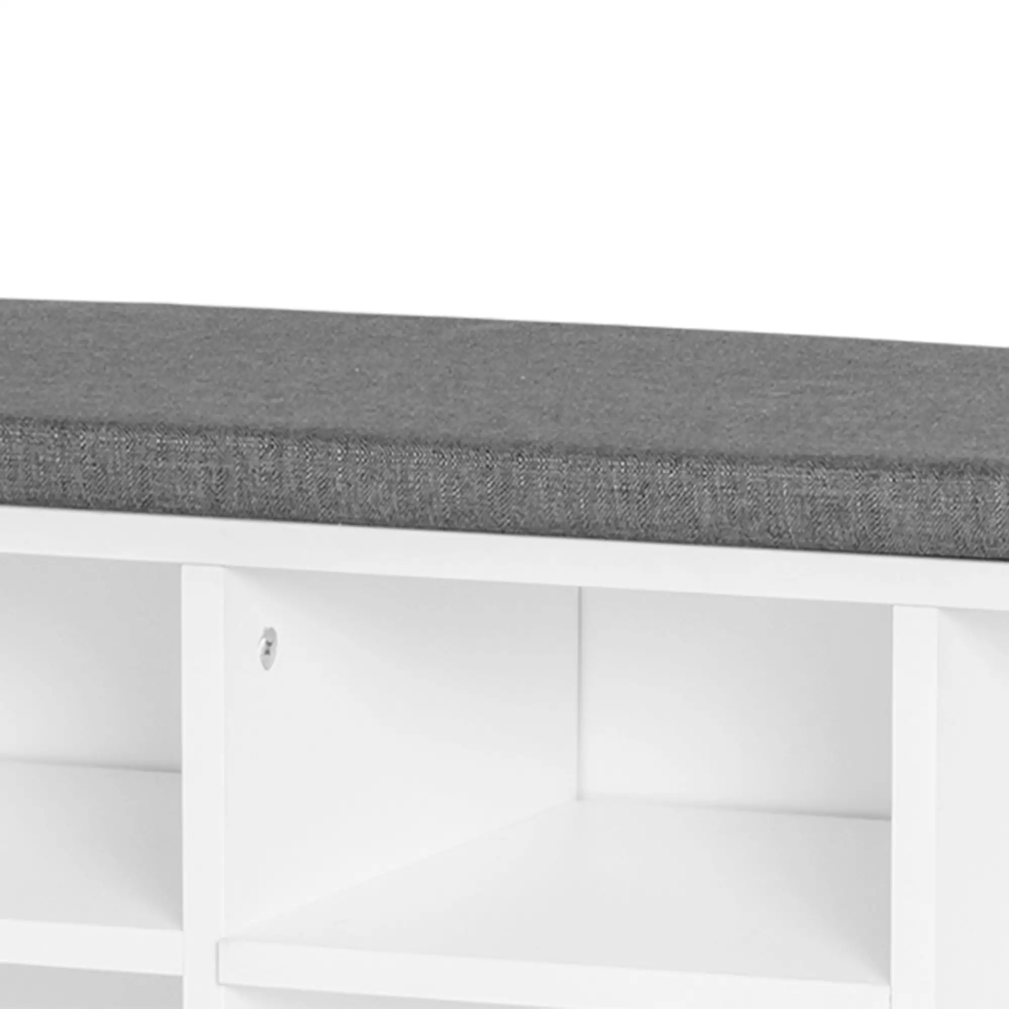 Shoe Bench with Storage, Upholstered Entryway Bench, Adjustable Shelves, White - Image 10
