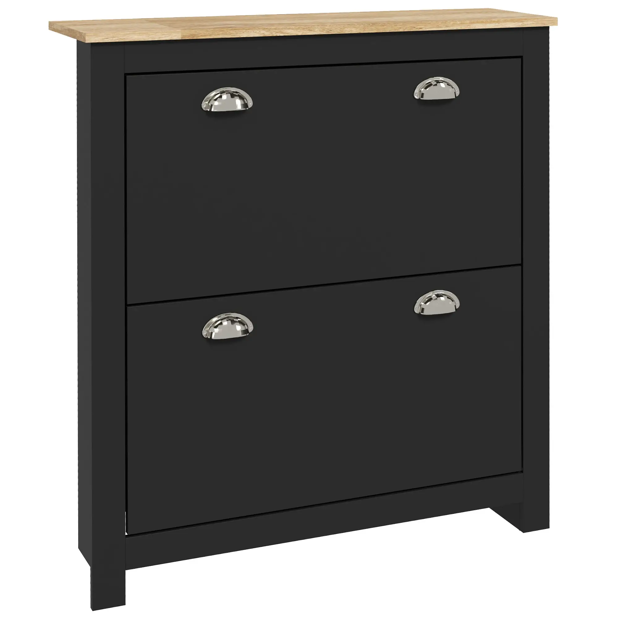 Shoe Cabinet, 2 Flip Drawers, Adjustable Shelves, 12 Pair, Black - Image 11