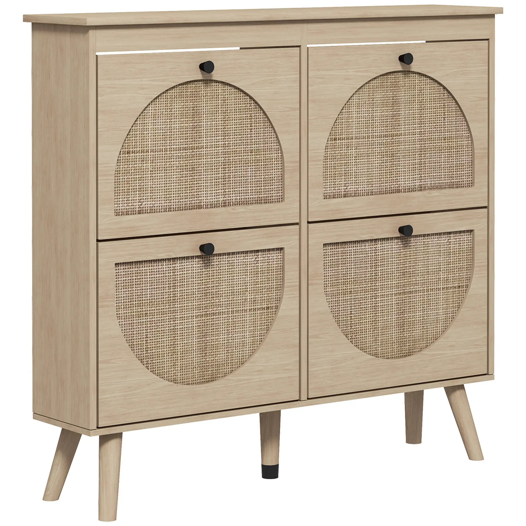 Shoe Cabinet, 4 Flip Drawers, Adjustable Shelves, Holds 20 Pairs, Oak - Image 11