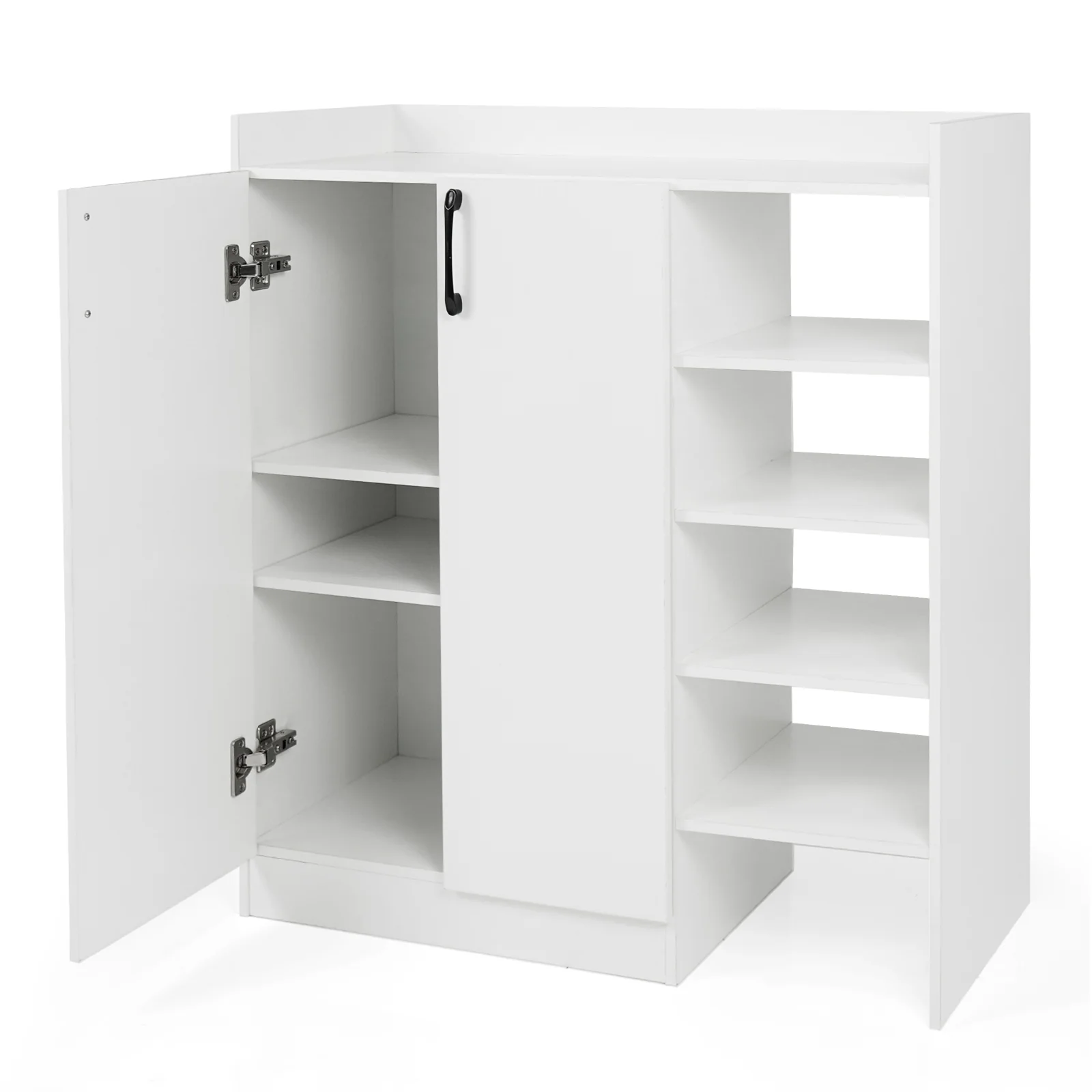 Shoe Cabinet with 2 Doors Shoe Storage Organizer with 2 Adjustable Inner Shelves, White