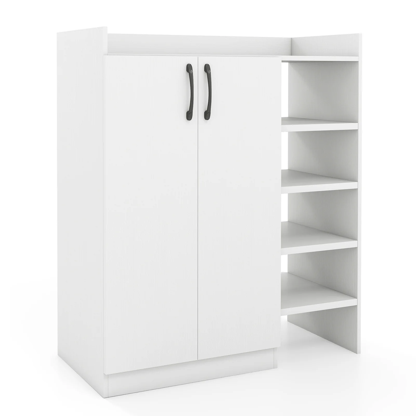 Shoe Cabinet with 2 Doors Shoe Storage Organizer with 2 Adjustable Inner Shelves, White - Image 5