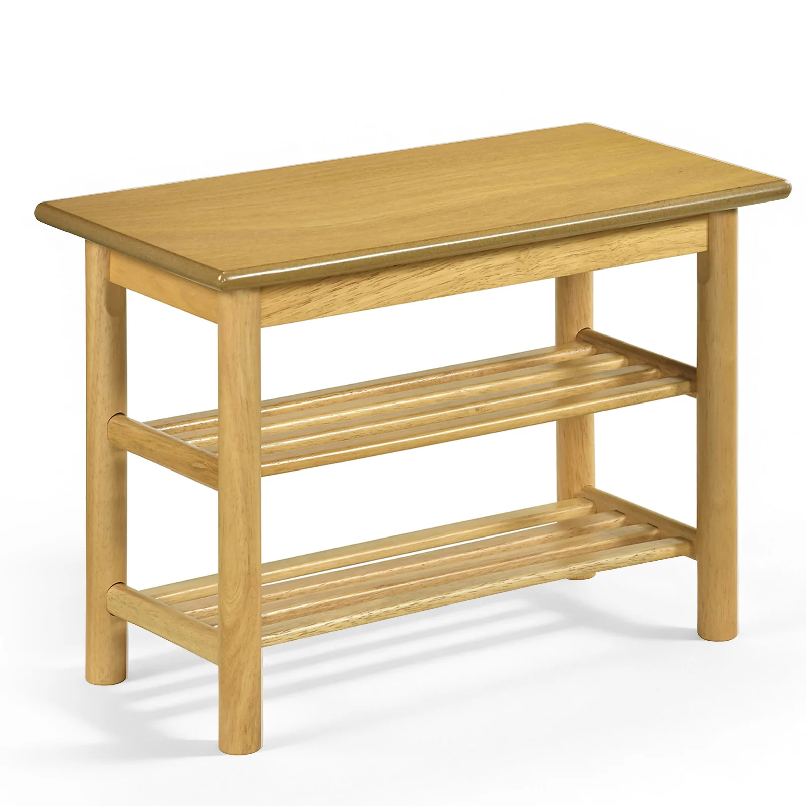 Shoe Rack Bench, 3-Tier Rubberwood, Natural - Image 4
