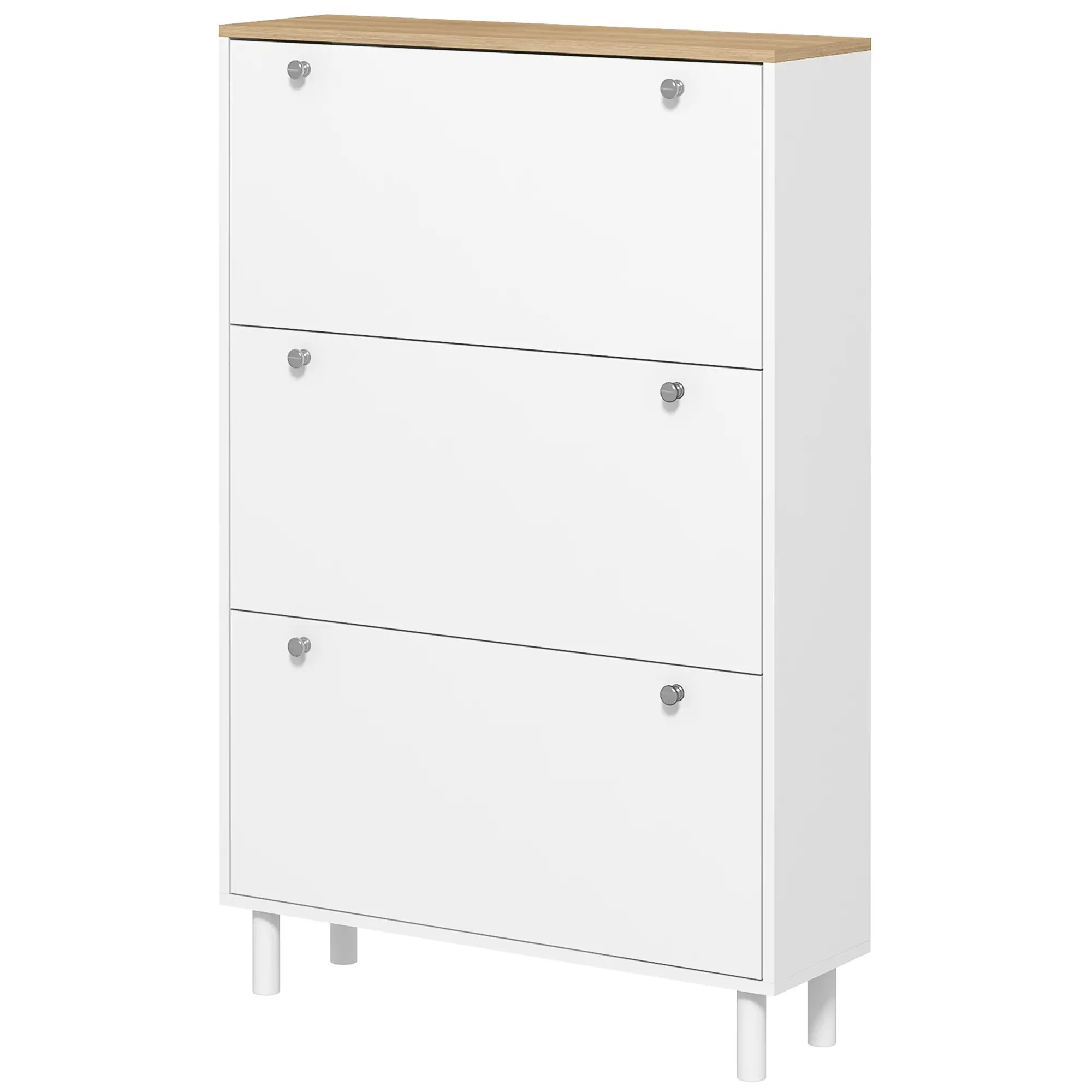 Shoe Storage, 3 Flip Drawers, Adjustable Shelves, 24 Pairs, White - Image 11
