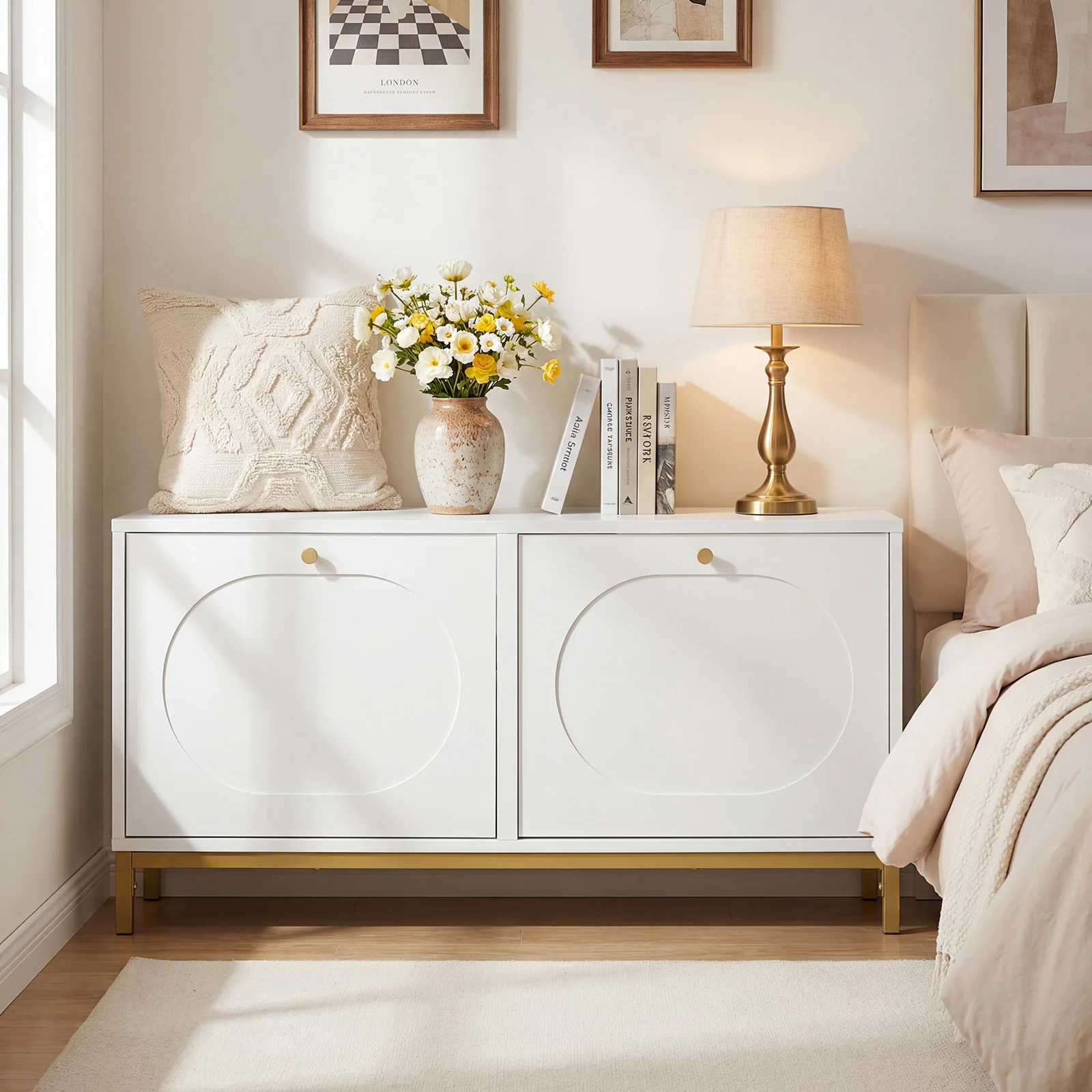 Shoe Storage Bench Narrow Entryway Bench with 2 Flip Drawers Adjustable Shelves, White - Image 7