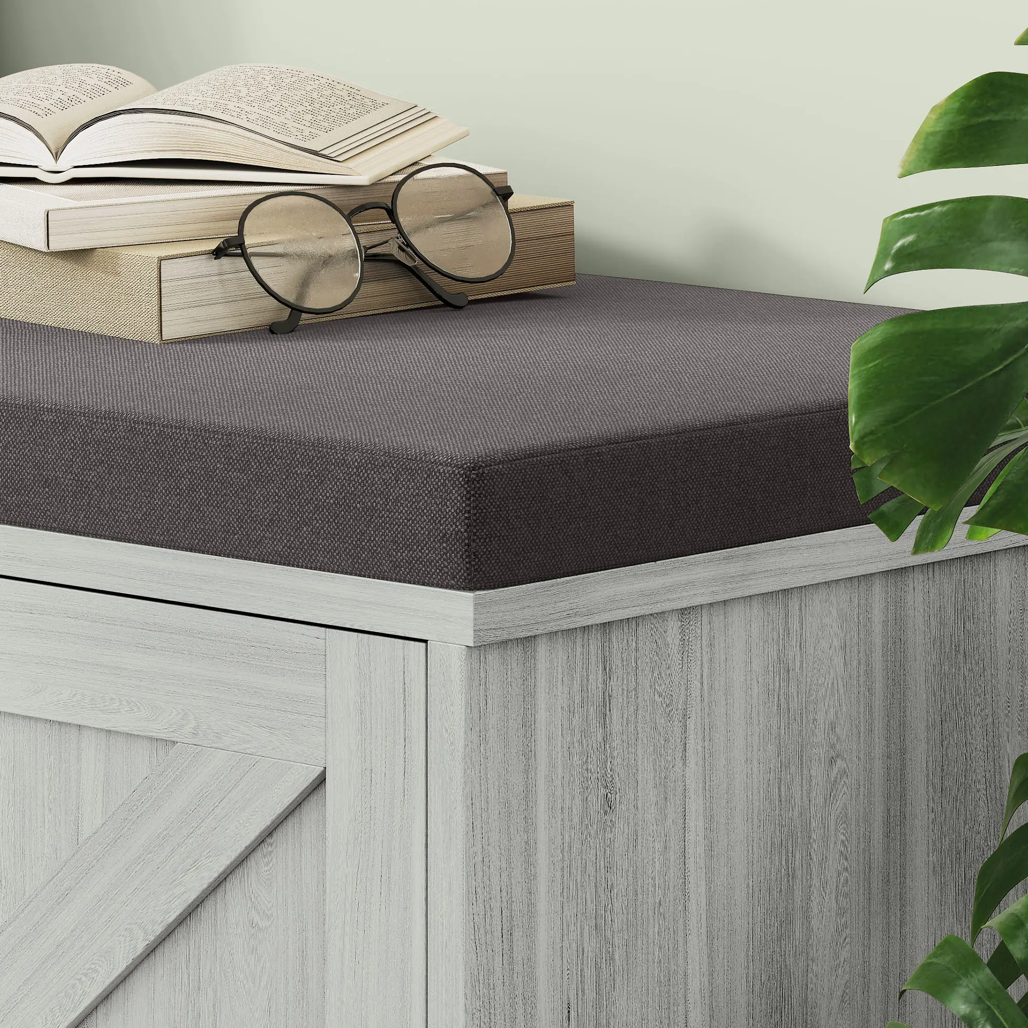 Shoe Storage Bench, Padded Seat, Holds 352 lb, 8 Pairs, Light Grey - Image 10