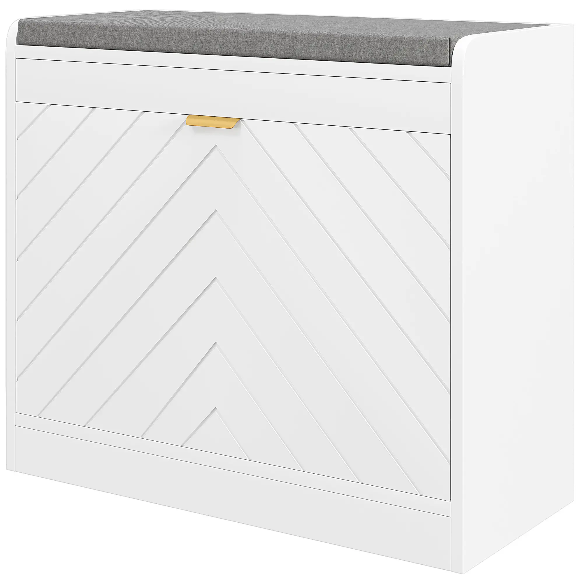 Shoe Storage Bench with Flip Drawer, Vent, Seat, Holds 5 Pairs