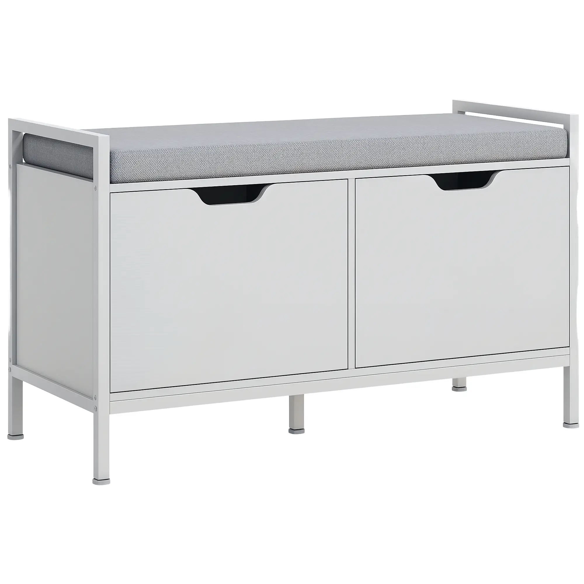 Shoe Storage Bench with Seat Cushion, Hallway Cabinet, 352lbs, White - Image 11