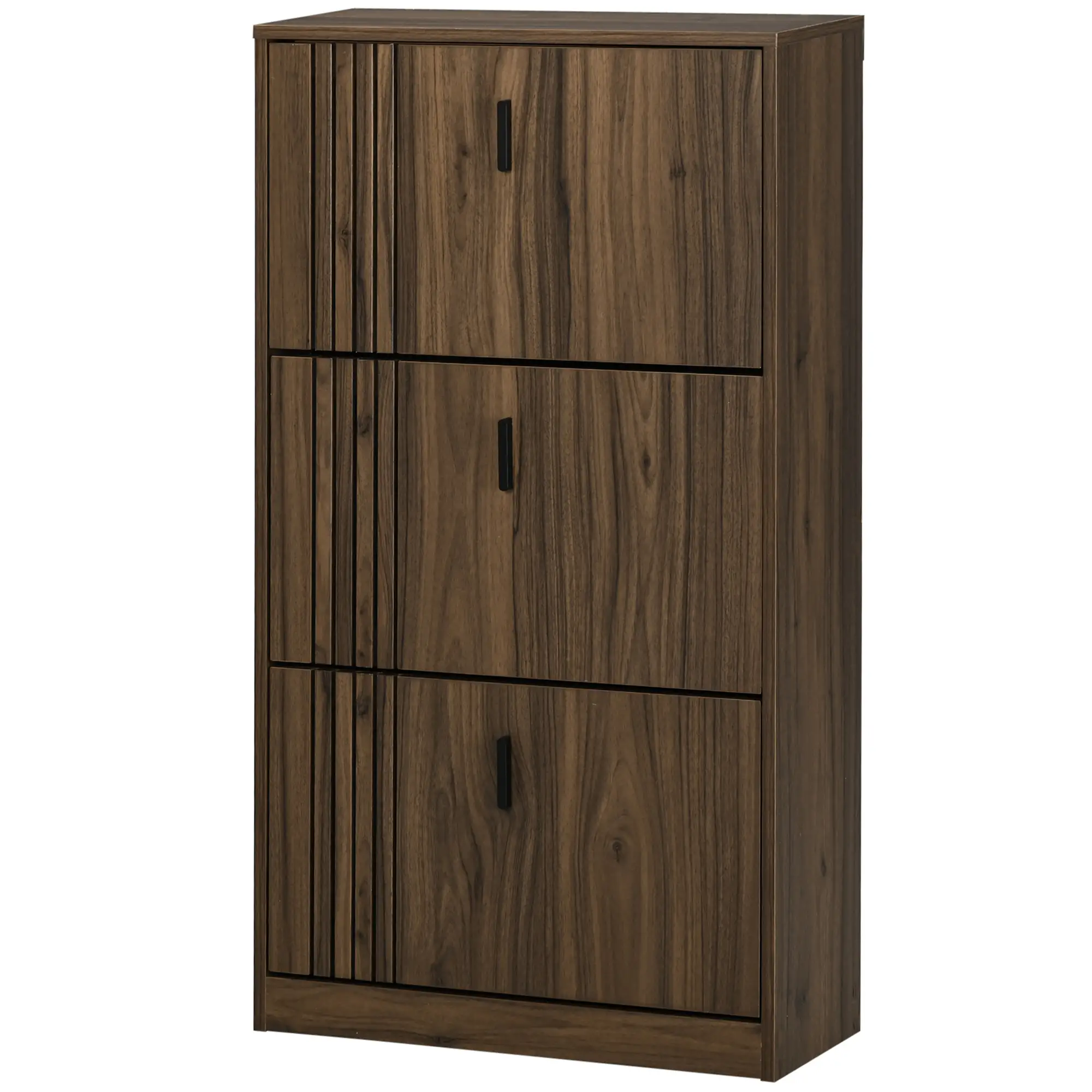 Shoe Storage Cabinet, 18 Pairs, 3 Flip Drawers, Adjustable Shelves, Walnut - Image 11