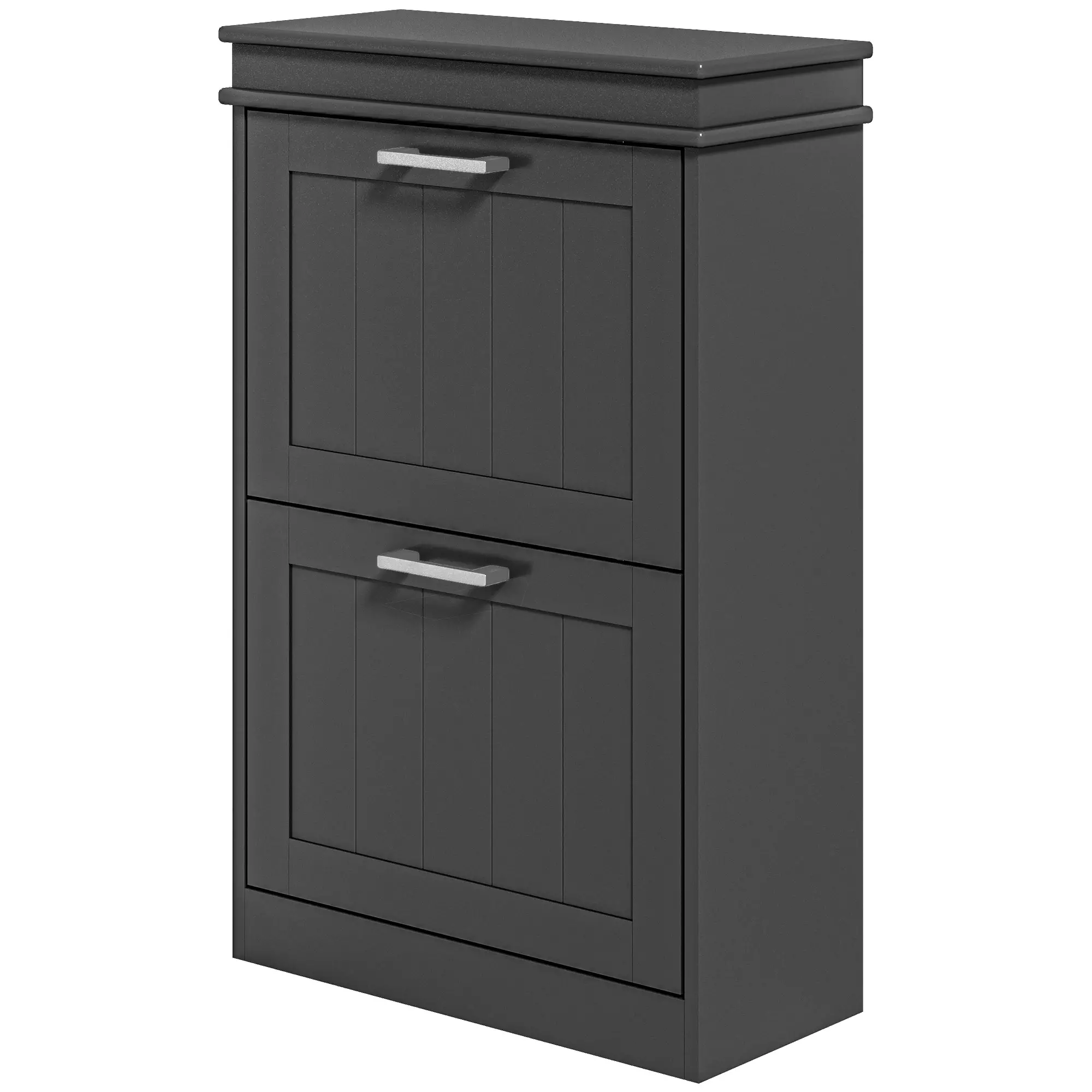 Shoe Storage Cabinet, 2 Flip Drawers, Adjustable Shelves, 10 Pairs, Black
