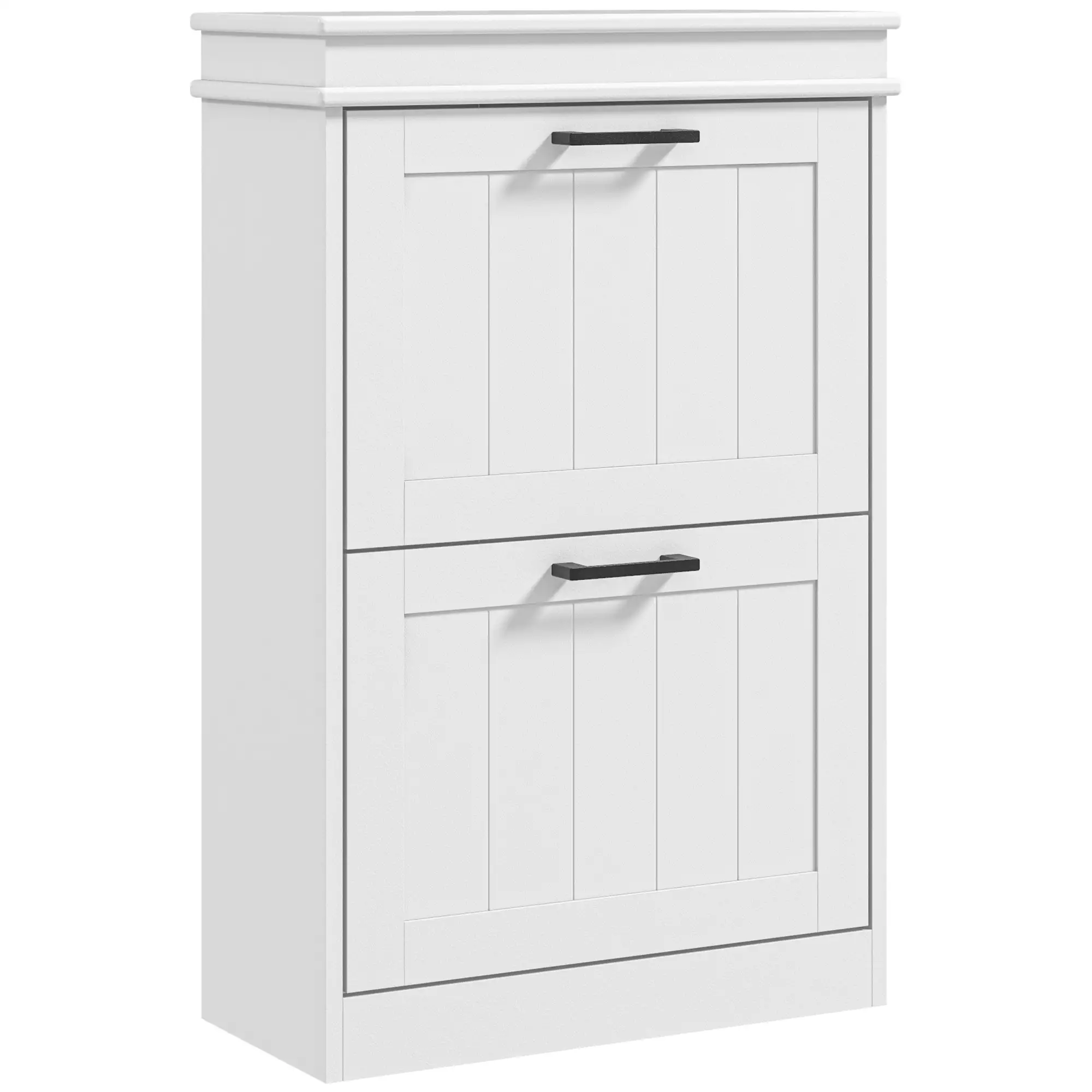 Shoe Storage Cabinet, 2 Flip Drawers, Adjustable Shelves, 10 Pairs, White - Image 11