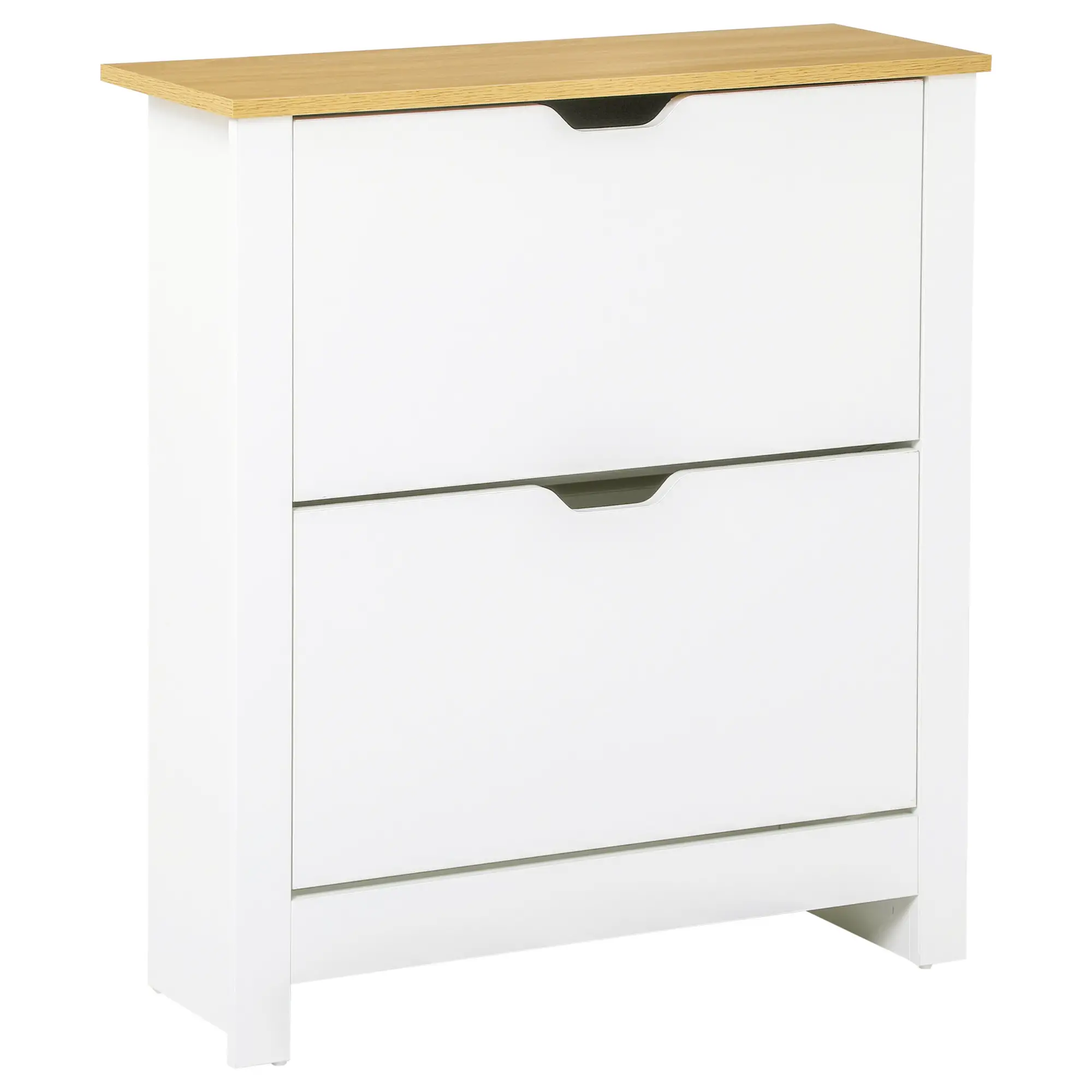 Shoe Storage Cabinet, 2 Flip Drawers, Adjustable Shelves, White - Image 11