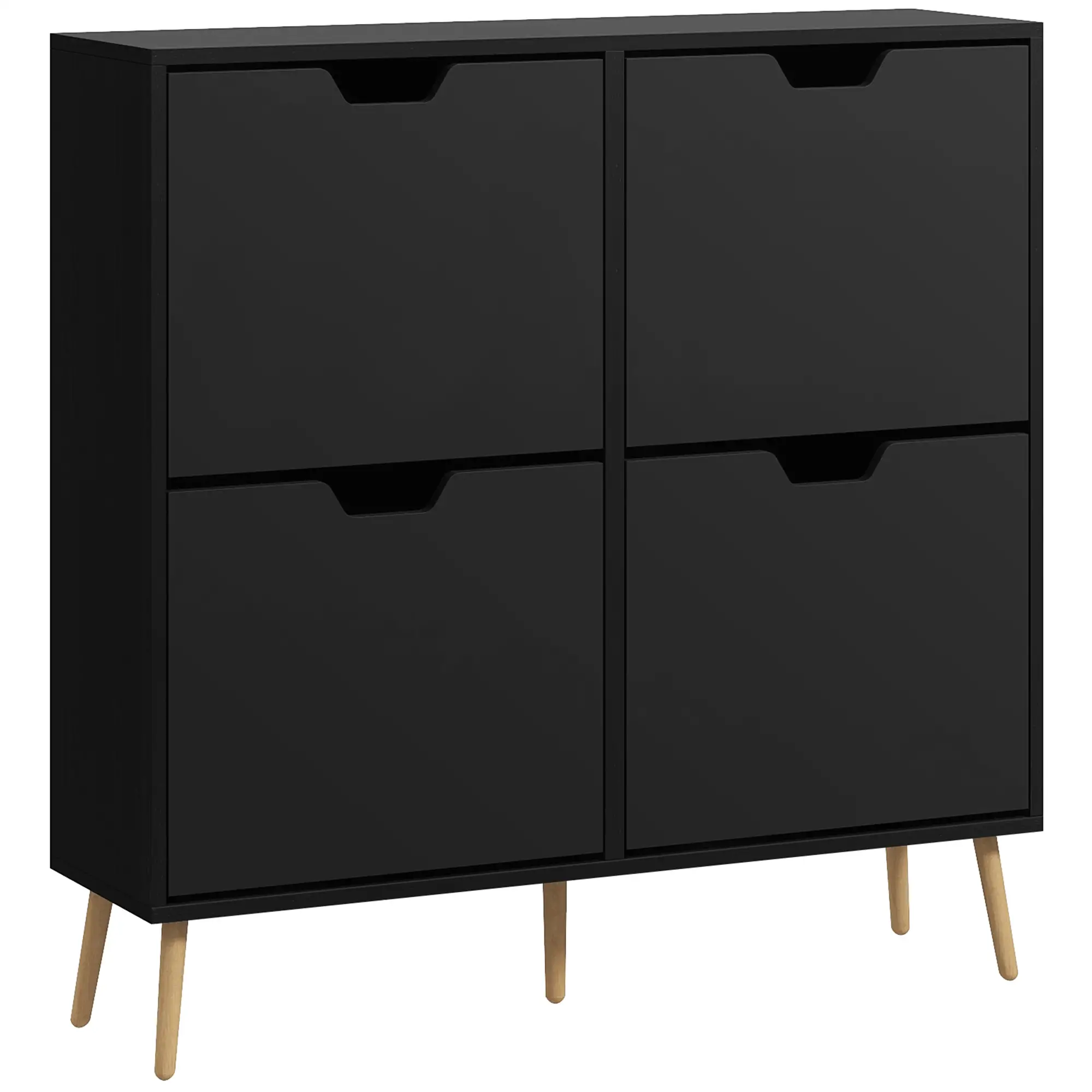 Shoe Storage Cabinet, 4 Flip Drawers, Adjustable Shelf, Holds 8-16 Pairs, Black - Image 11