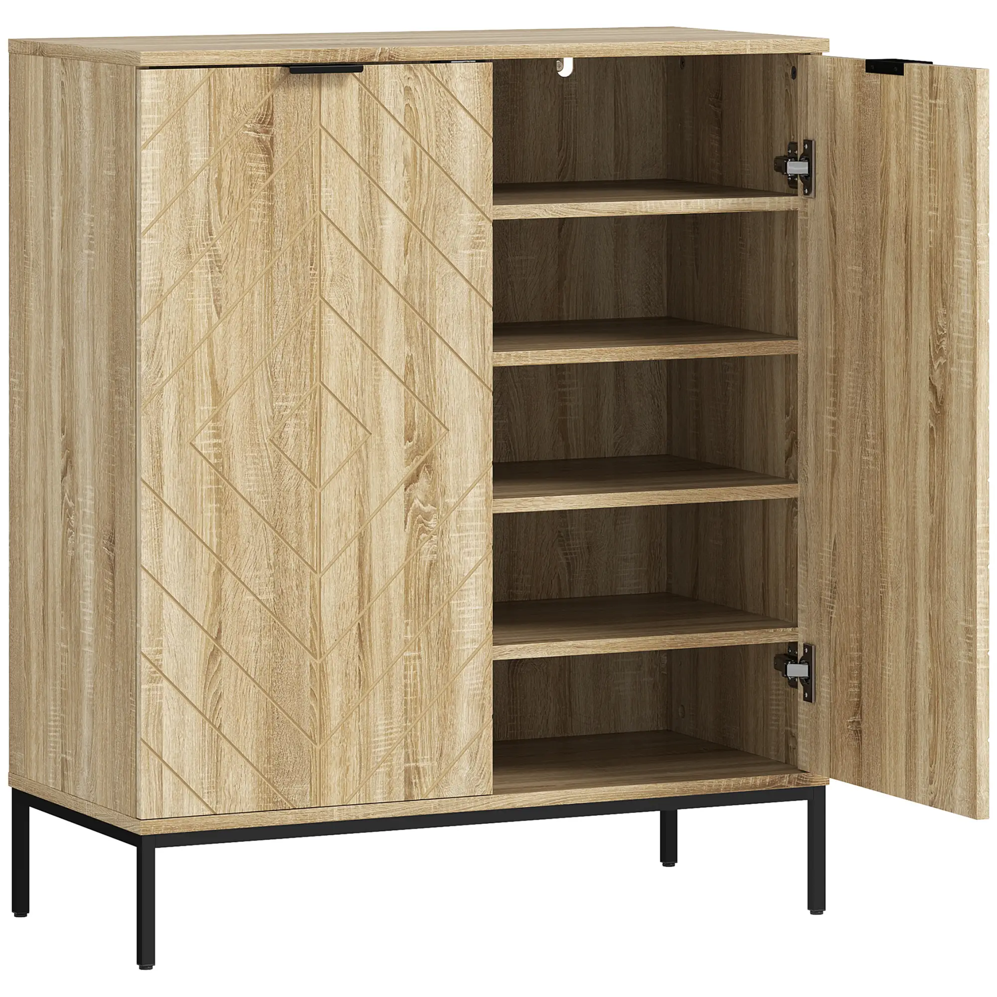 Shoe Storage Cabinet for 15 Pairs, Adjustable Shelves, Oak