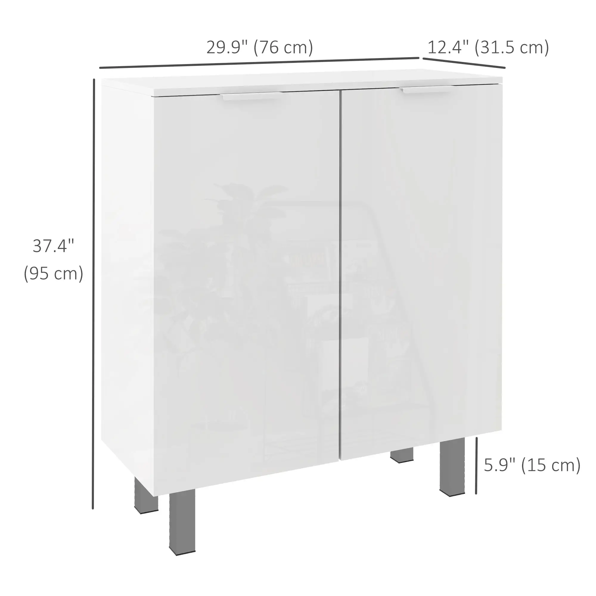 Shoe Storage Cabinet, Soft-Close Hinges, Adjustable Shelves, Holds 15-20 Pairs, High Gloss, White - Image 3