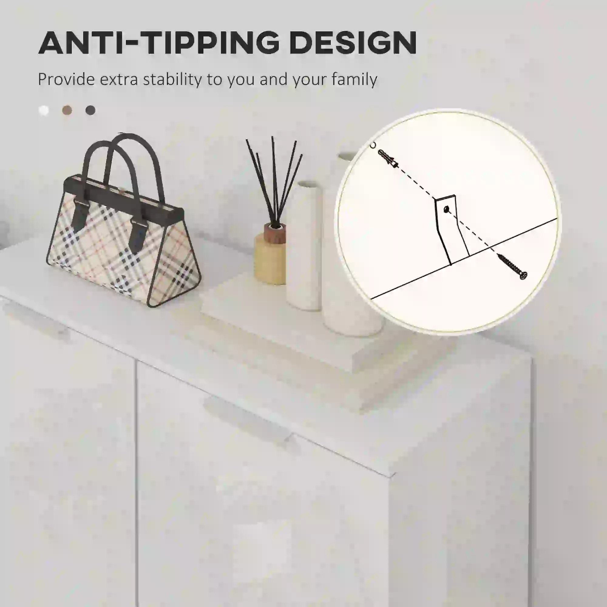 Shoe Storage Cabinet, Soft-Close Hinges, Adjustable Shelves, Holds 15-20 Pairs, High Gloss, White - Image 6