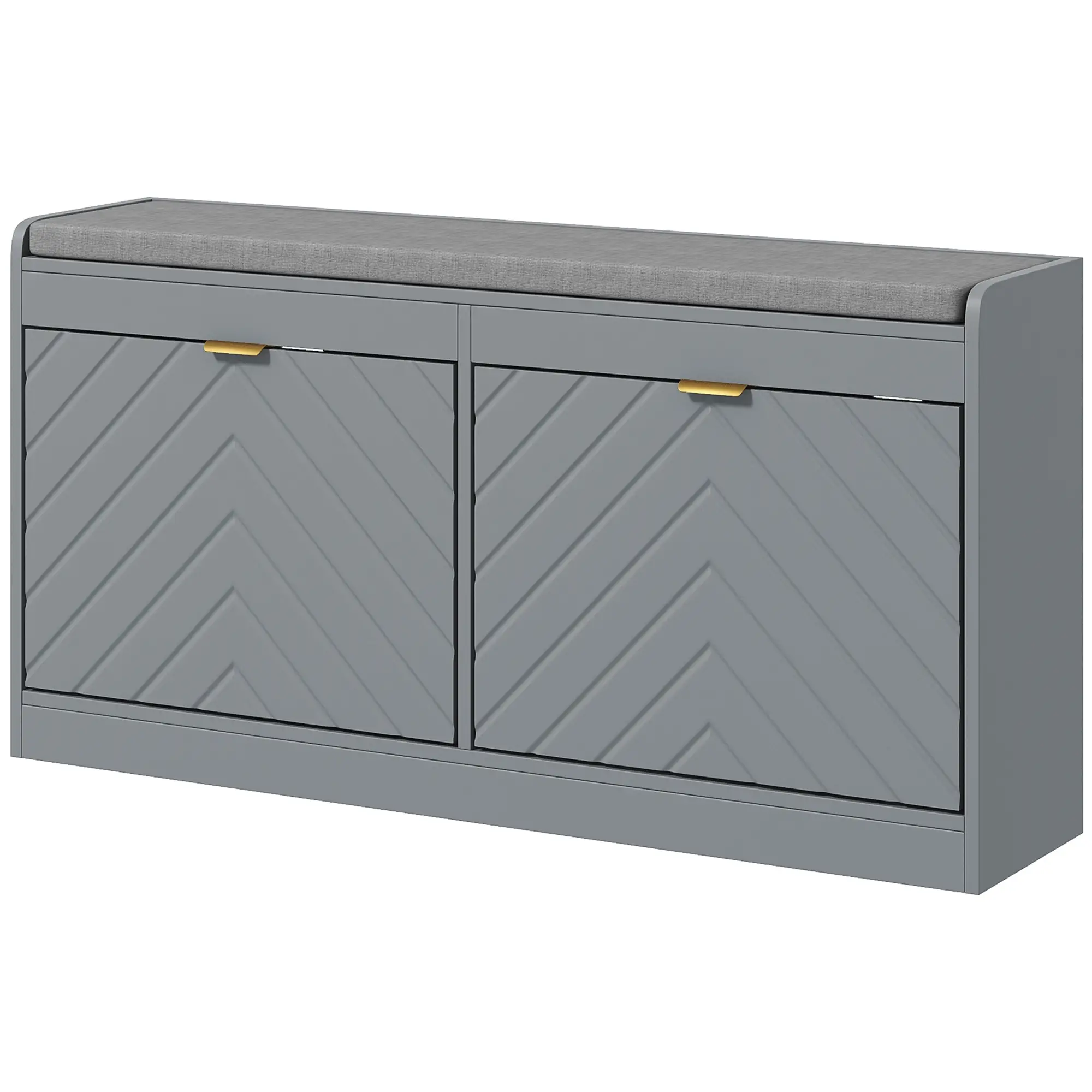 Shoe Storage with Seat, Upholstered Hallway Bench, Shoe Bench with 2 Flip Drawers and 4 Vents for 8 Pairs of Shoes