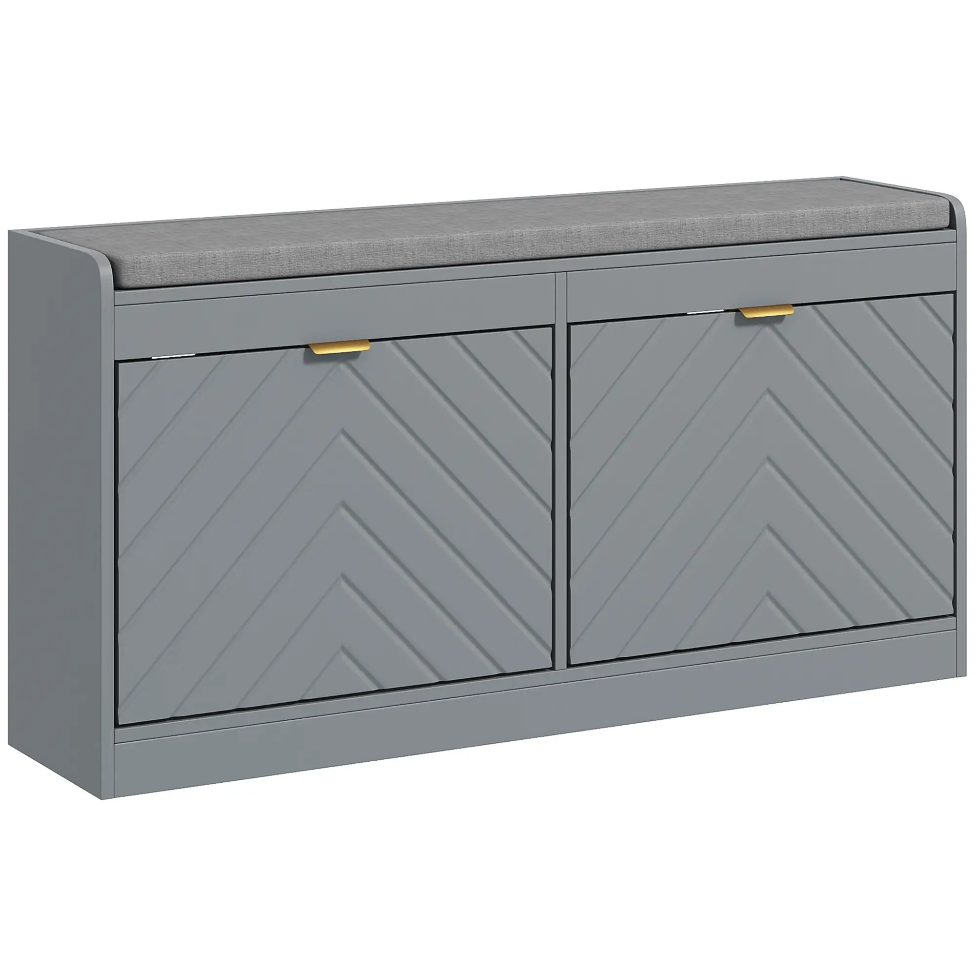 Shoe Storage with Seat, Upholstered Hallway Bench, Shoe Bench with 2 Flip Drawers and 4 Vents for 8 Pairs of Shoes - Image 11