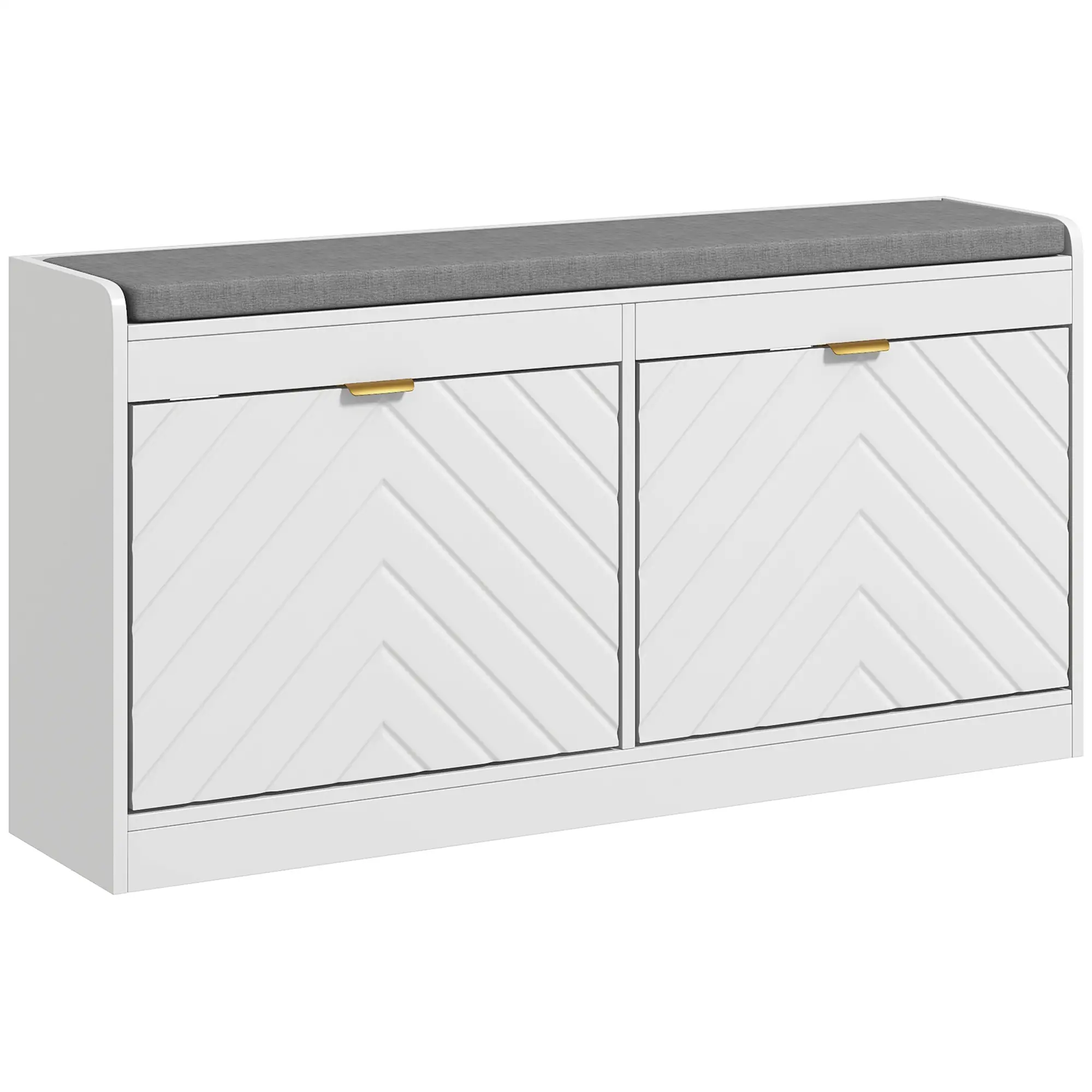 Shoe Storage with Seat, Upholstered Hallway Bench, Shoe Bench with 2 Flip Drawers and 4 Vents for 8 Pairs of Shoes - Image 11