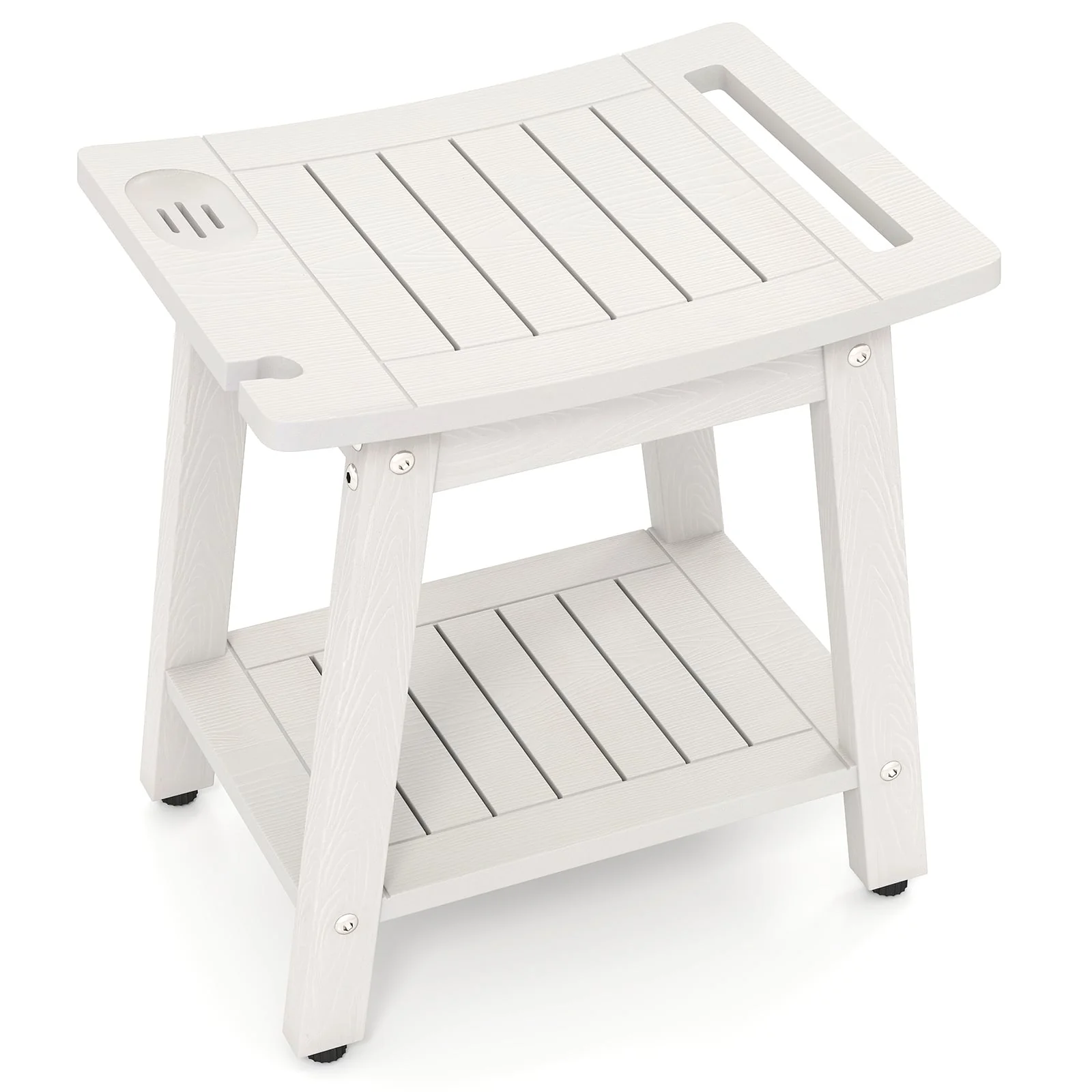 Shower Bench Seat With Handle Shower Head, White