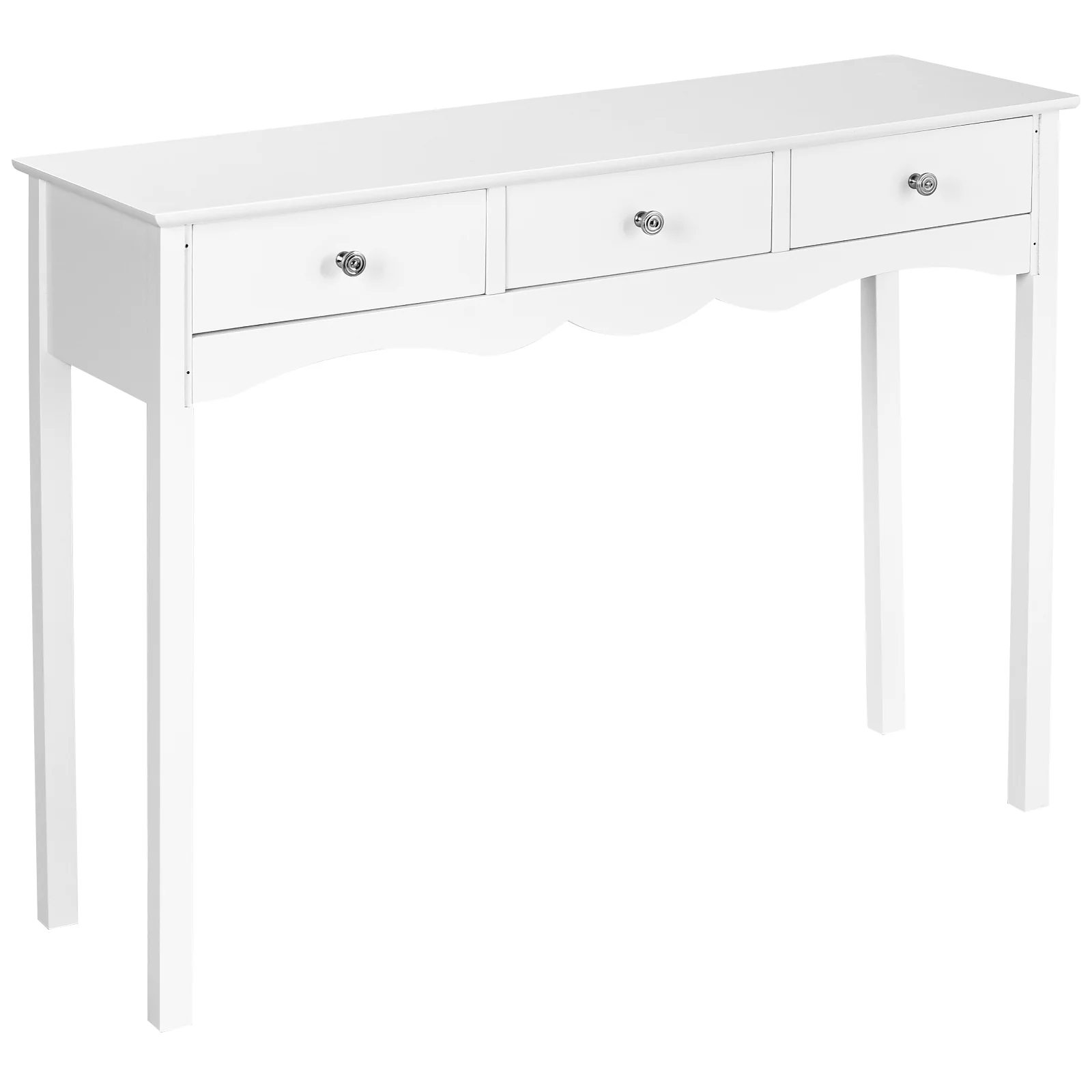 Side Sofa Table With Storage, 3 Drawers, White