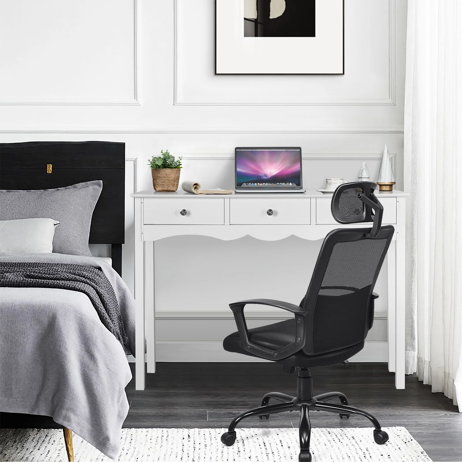Side Sofa Table With Storage, 3 Drawers, White - Image 3