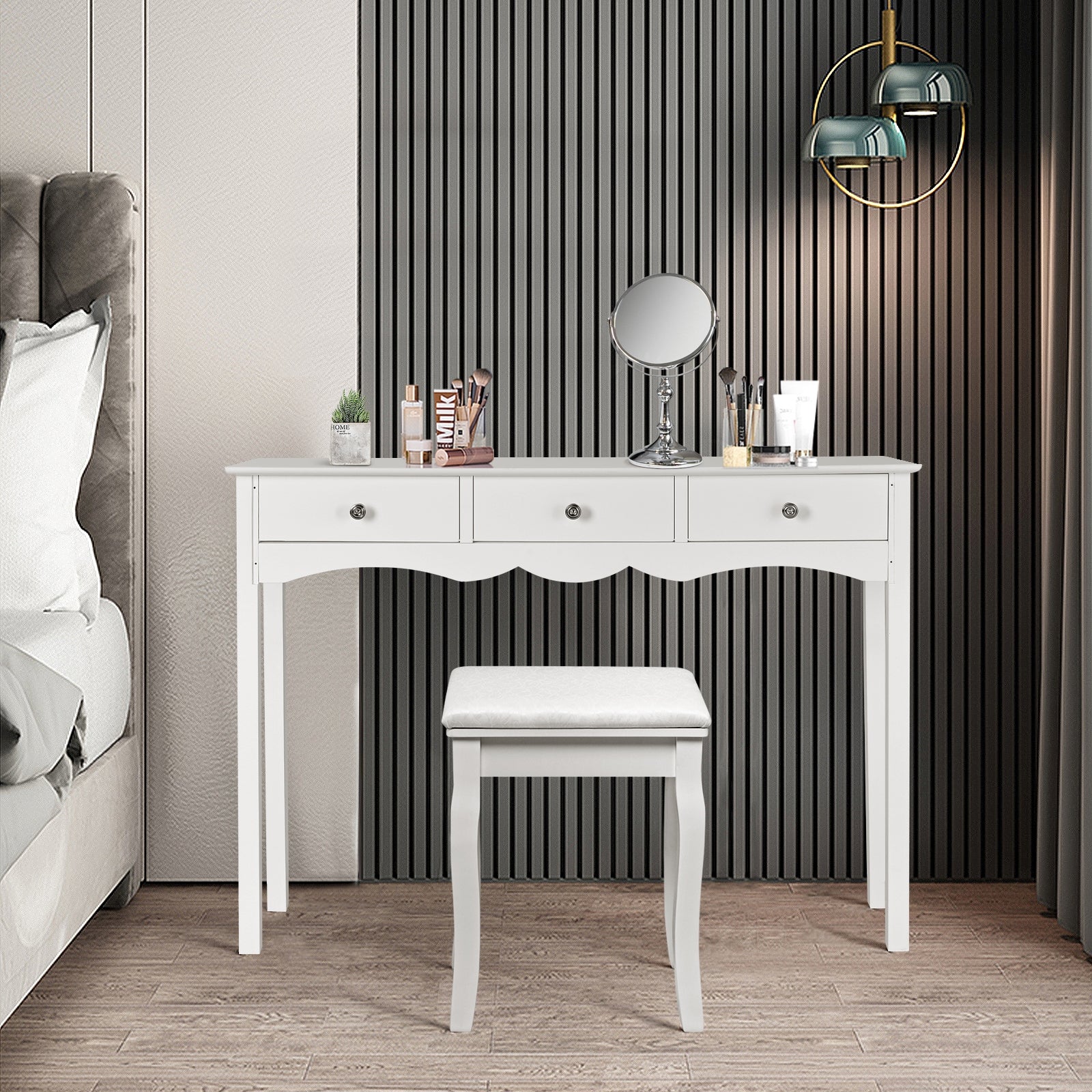Side Sofa Table With Storage, 3 Drawers, White - Image 7