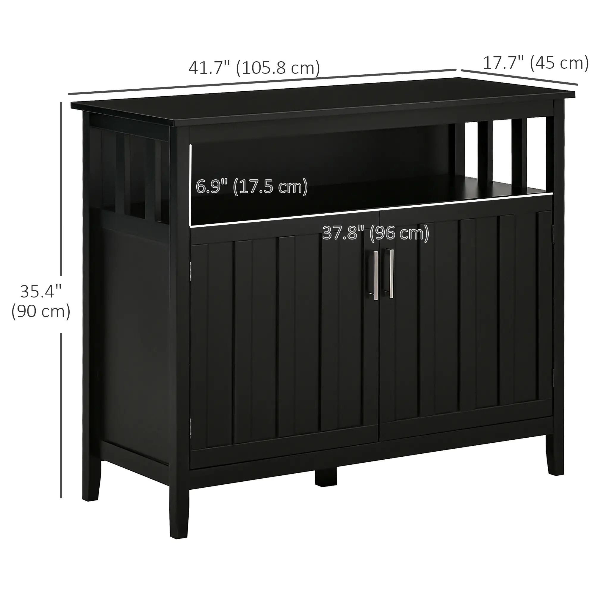 Sideboard Buffet, 2 Doors, Adjustable Shelves, Kitchen Dining, Black - Image 3