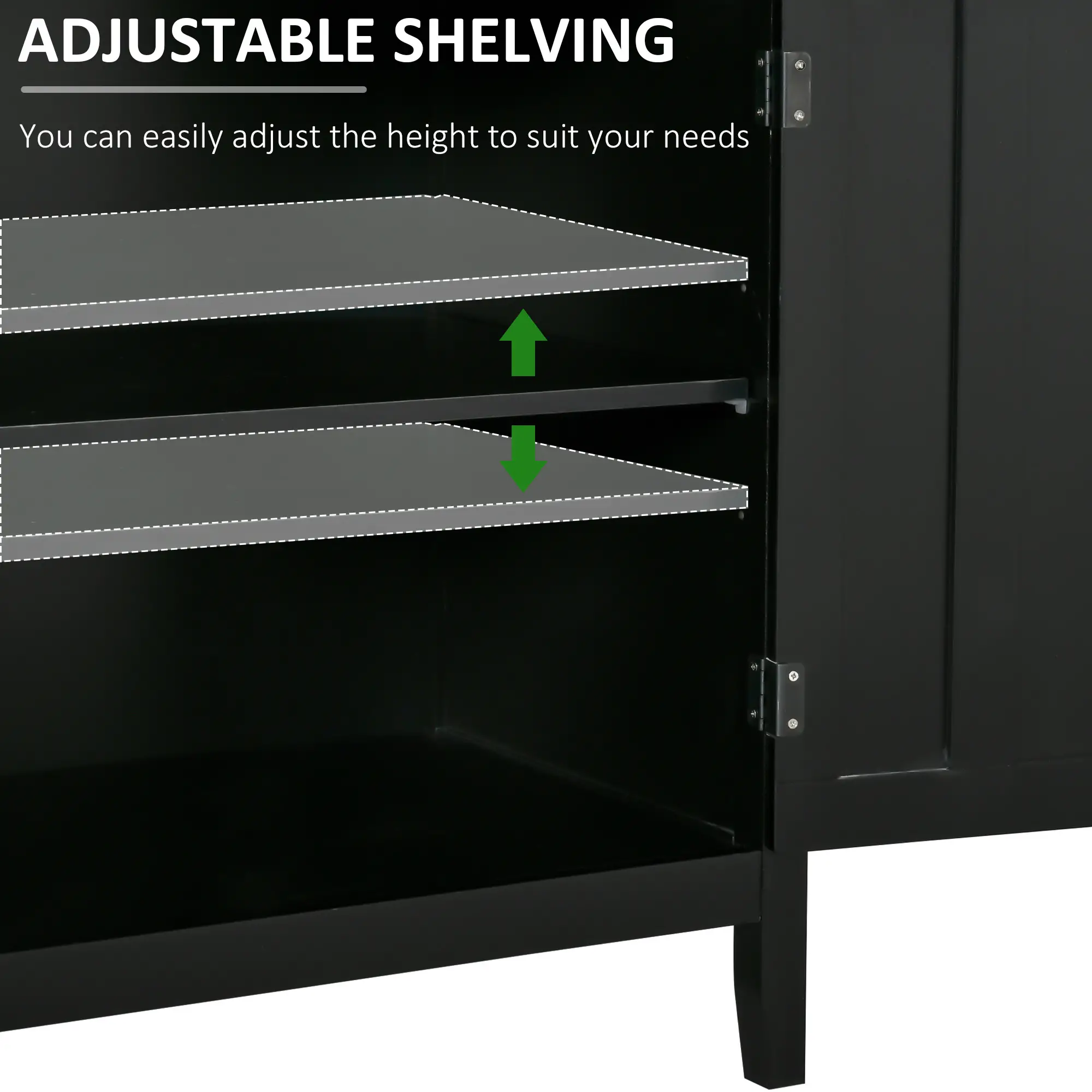 Sideboard Buffet, 2 Doors, Adjustable Shelves, Kitchen Dining, Black - Image 9