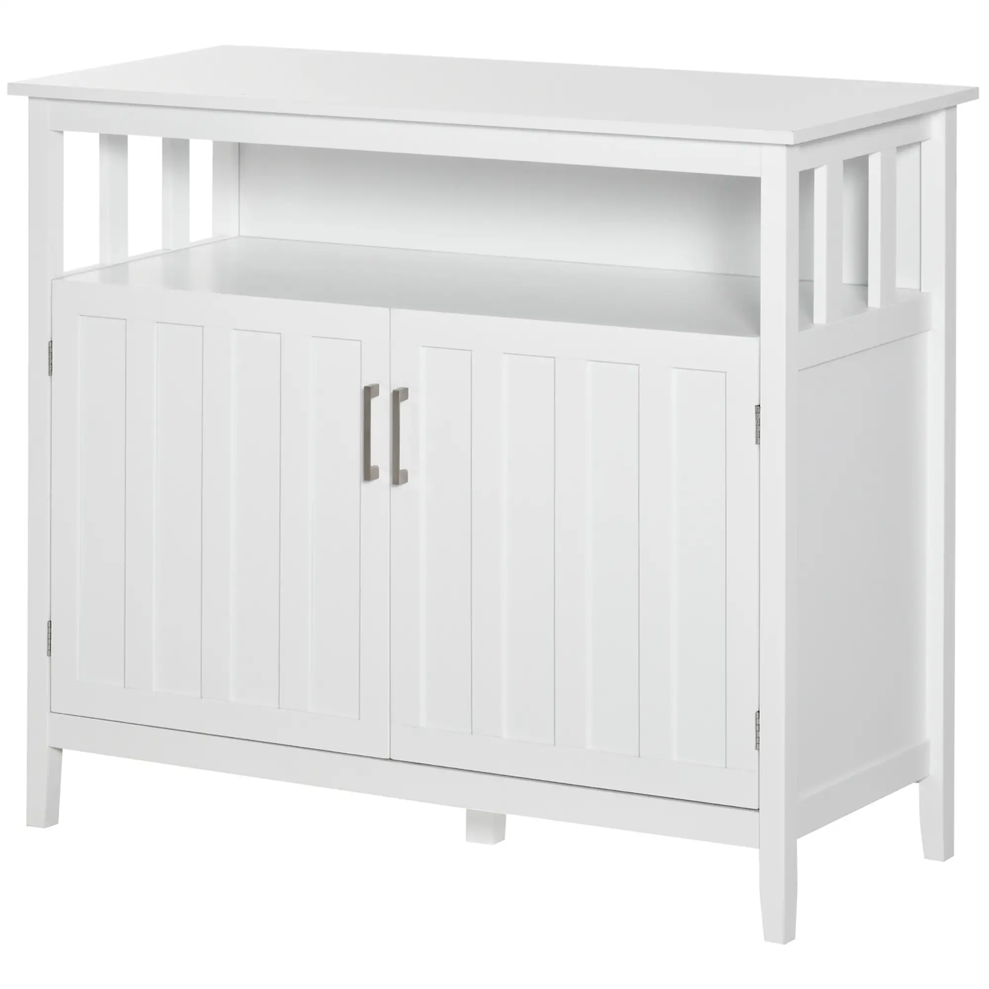 Sideboard Buffet Cabinet, 2 Doors, Adjustable Shelves, Kitchen Dining, White - Image 15