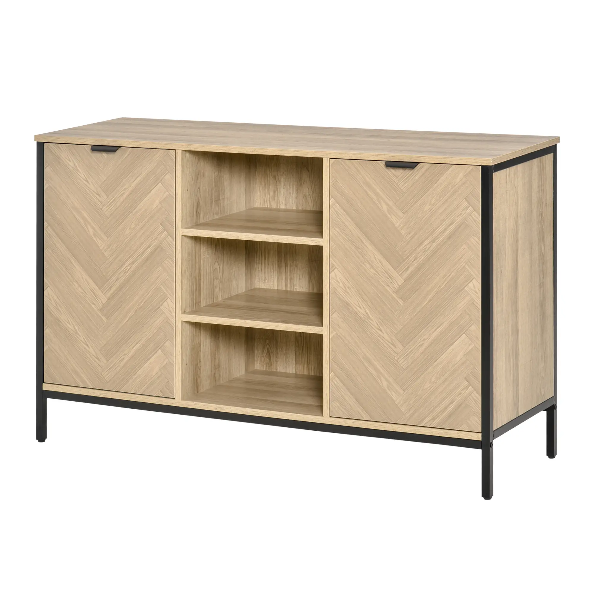 Sideboard Buffet Cabinet, 2 Doors, Adjustable Shelves, Oak Tone - Image 11