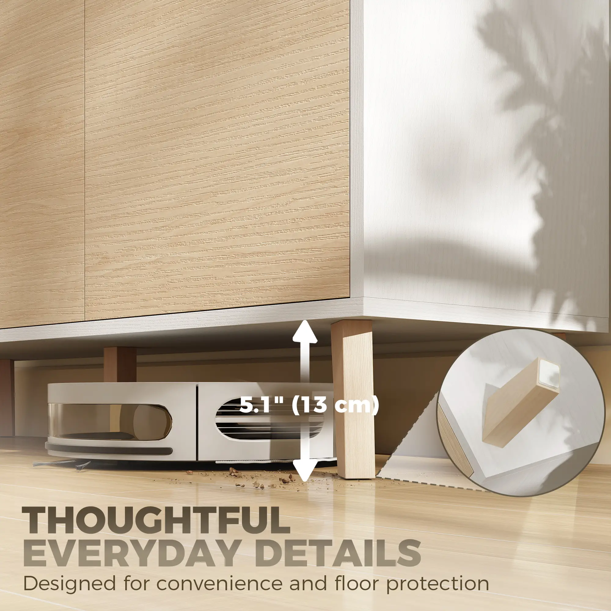 Sideboard Buffet Cabinet, 47" Modern Kitchen Storage Cabinet with 6 Compartments, Soft-Close Doors, Natural Wood Effect - Image 6