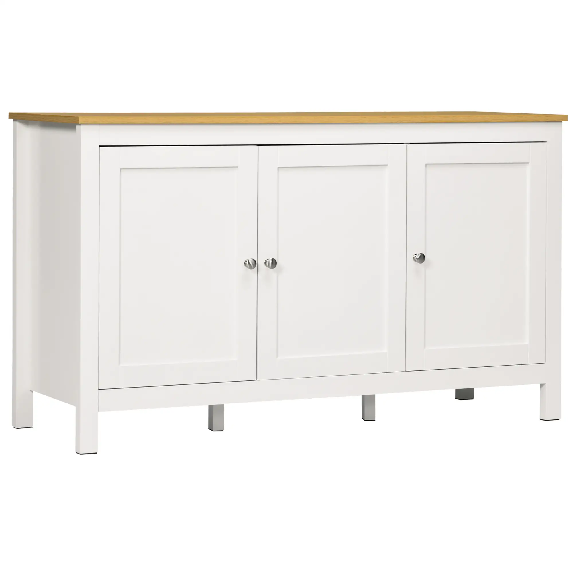 Sideboard, Buffet Cabinet with Doors, Adjustable Shelves, Natural, White - Image 11