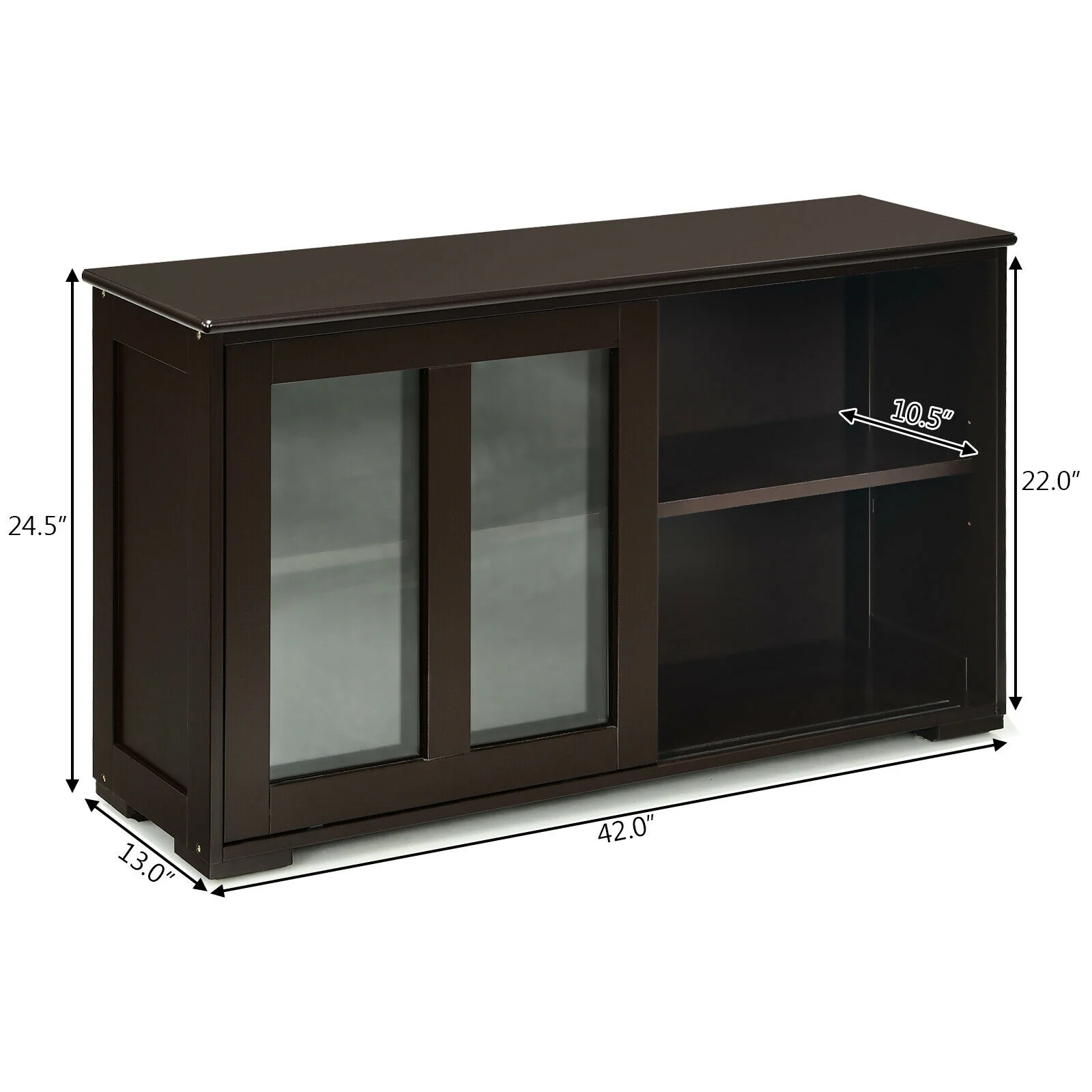 Sideboard Buffet Cupboard, Storage Cabinet With Sliding Door, Brown - Image 5